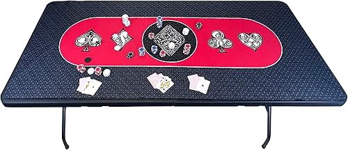 EasyGO Mesa de póquer y almohadilla superior para estilo de casino Texas Holdem tapete rectangular de 78 x 36 pulgadas goma rodante portátil