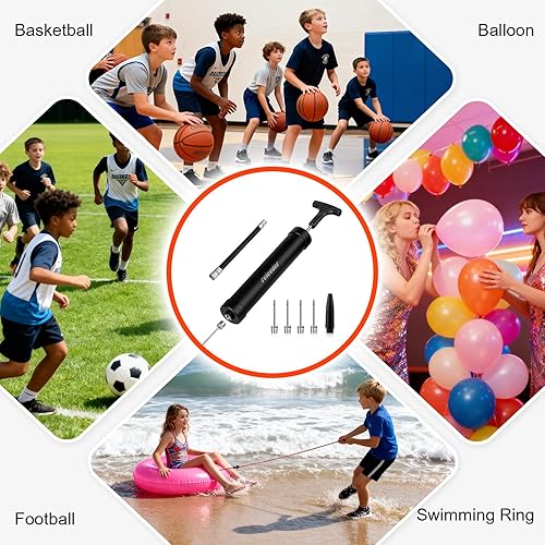 Miniatura 5 de Kit de bomba de bola de 10 pulgadas, bomba de baloncesto, bomba de aire portátil con 5 agujas, 1 boquilla y manguera de extensión para fútbol,
