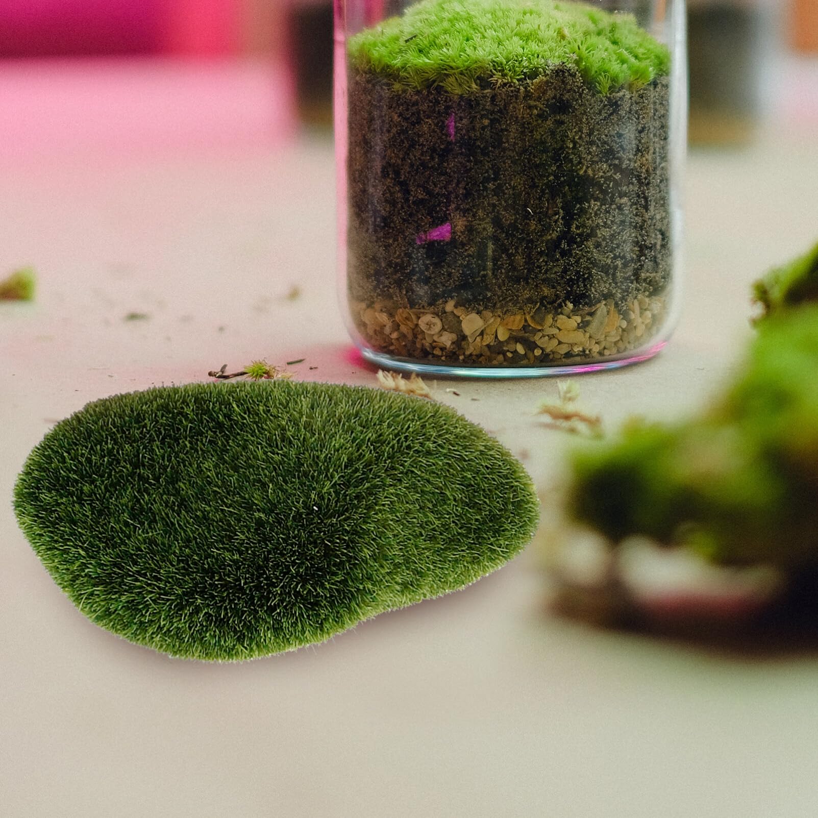 POPETPOP Artificial Moss Rocks 6Pcs Decorative Ball DIY Floral Sphere for Terrariums Fairy Gardens Fish Tank Ornament Wedding Party Decoration