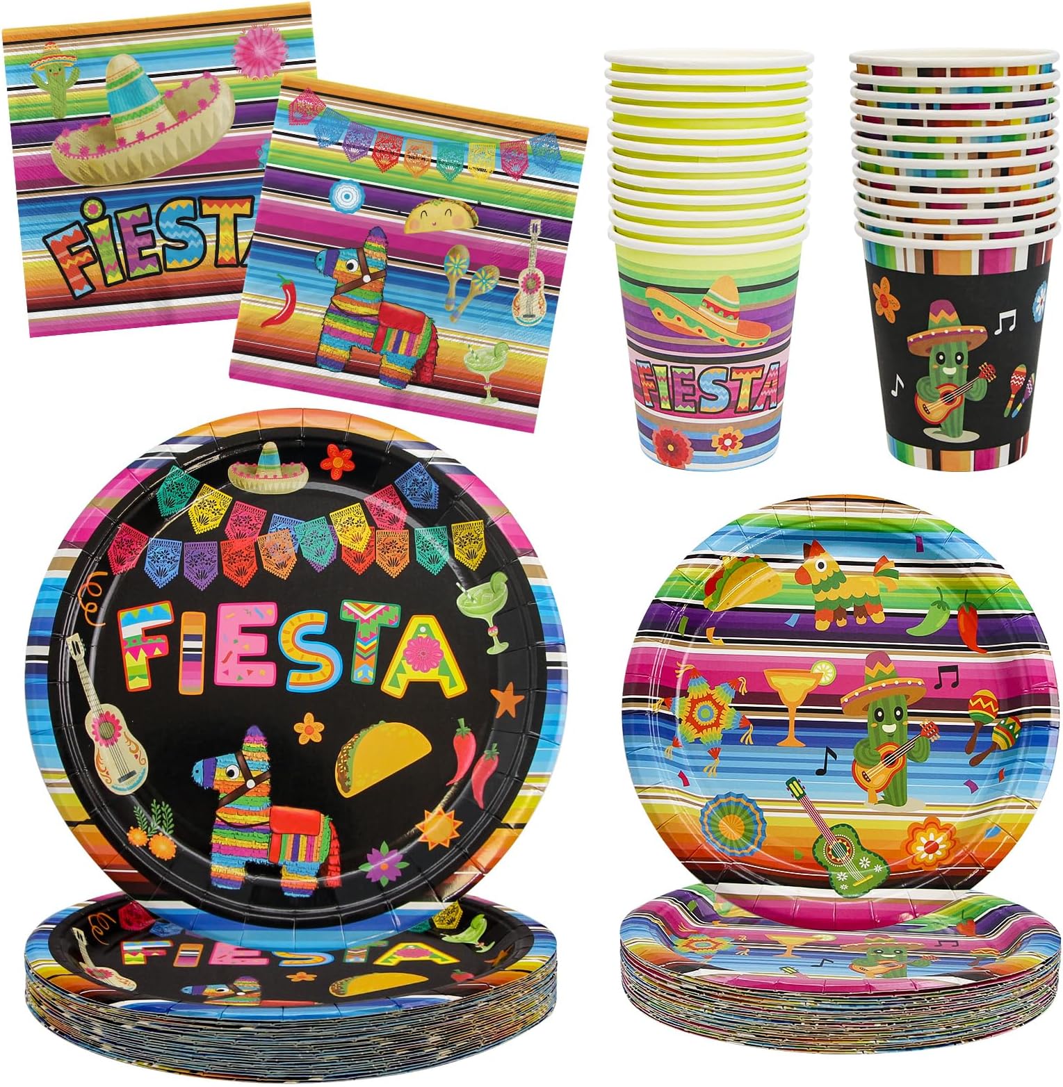 200 Cinco De Mayo Plates and Napkins Cups Serve50, Fiesta