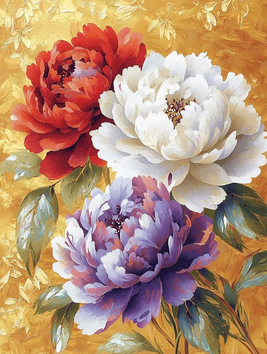 WEISHIWE Peonia floreale Dipingere con i Numeri per Adulti, 70x90cm a-420 | Paint by Numbers Kit con Pennelli e Acrilico Pigmento, Fai da te Olio La Pittura di Numeri Kit, Decora la Casa, senza Cornice