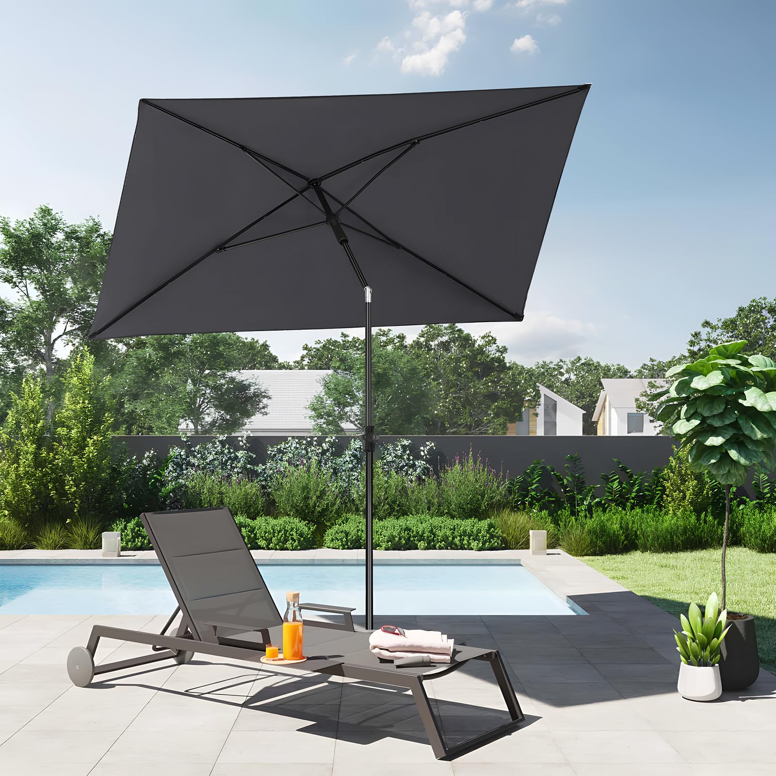 Sekey Parasol Rectangulaire - Avec housse de protection, Pivotant et Ajustable en hauteur, Protection UV UPF50+