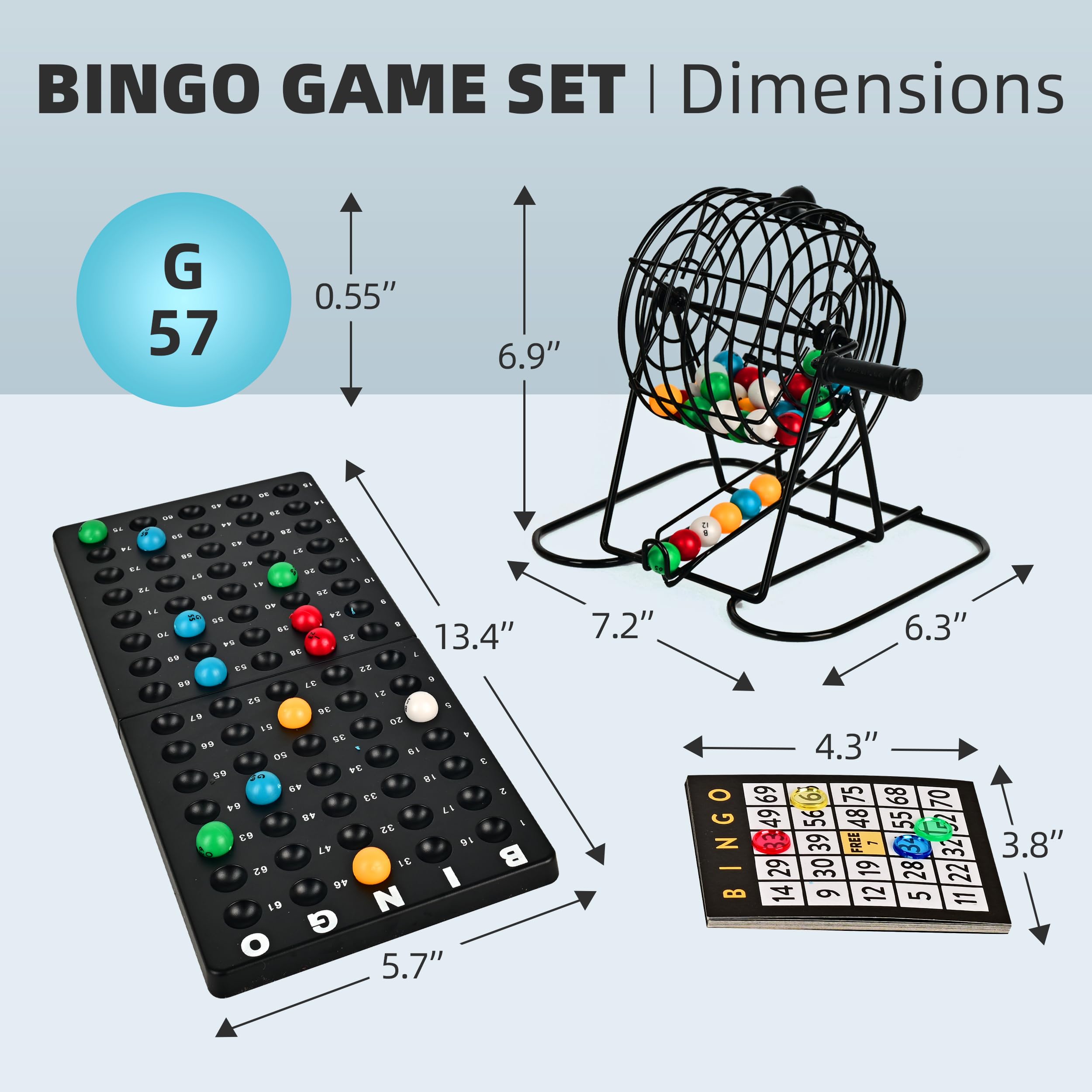 Doublefan Deluxe Bingo Set, Bingo Cage with Colorful Balls Set including Score Cards - Classic Board Games for Family and Party - Image 2