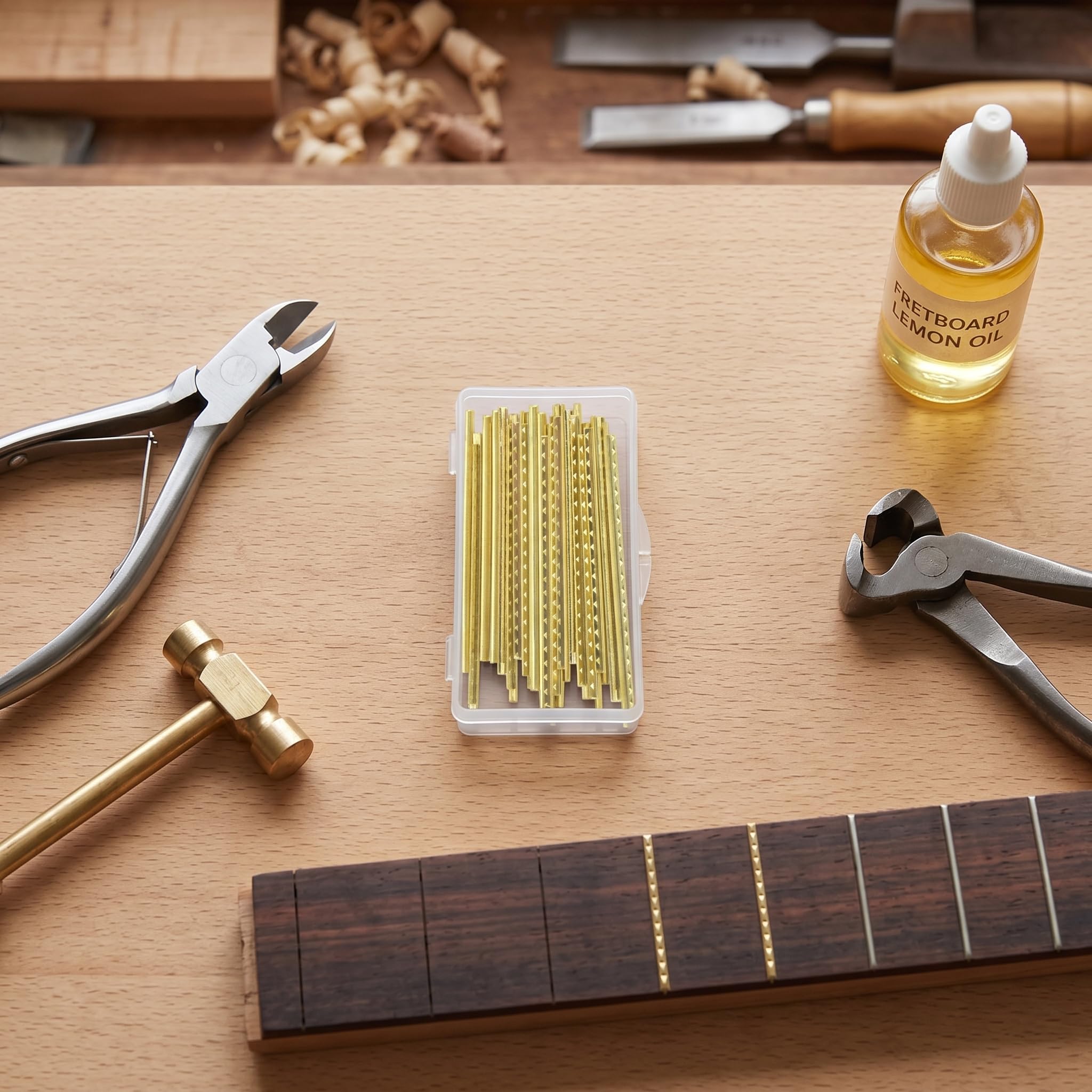 VGEBY Drut progowy, 19 szt./zestaw, 99 cm, przewody do elektrycznych i klasycznych gitar akustycznych, podstrunnice, mosiądz, szerokość drutu 2,2 mm