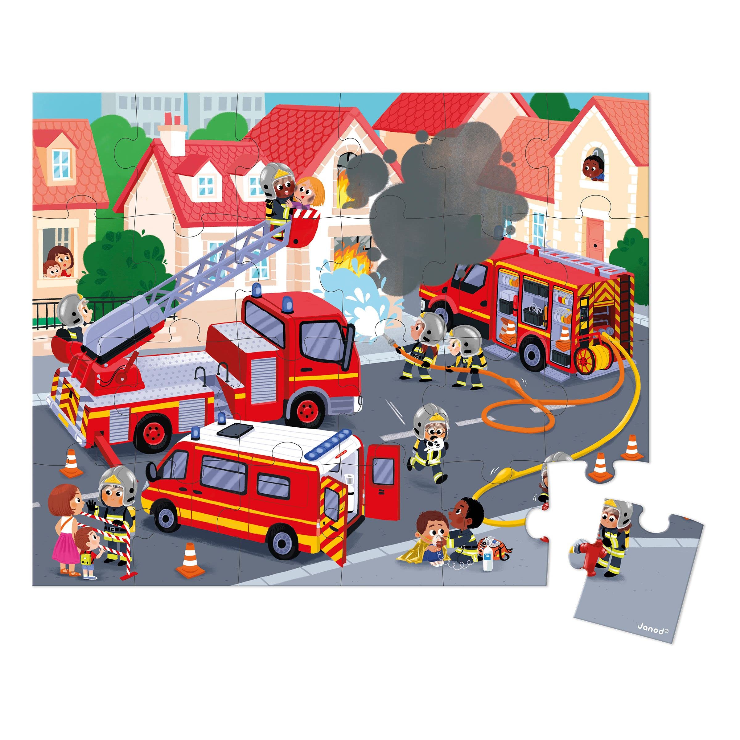 Amazon.com: Janod 24 Piece Children's Jigsaw Puzzle - Fire Rescue
