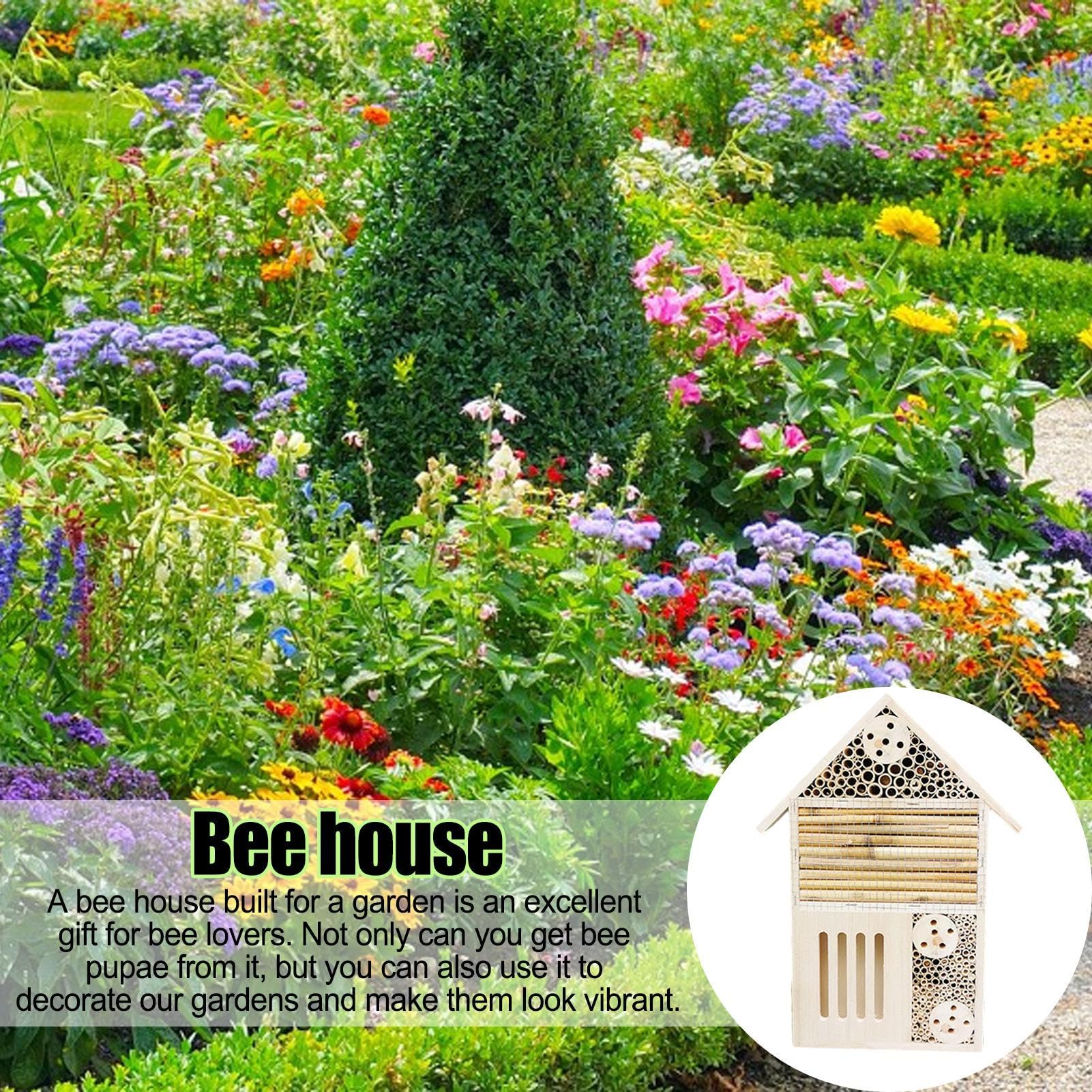 Bienenhaus Aus Holz – Natürliches Schmetterlingshotel & Insektenhotel Für Den Garten – Robust, Wetterfest, Mit Aufhängehaken – Fördert Bestäuber