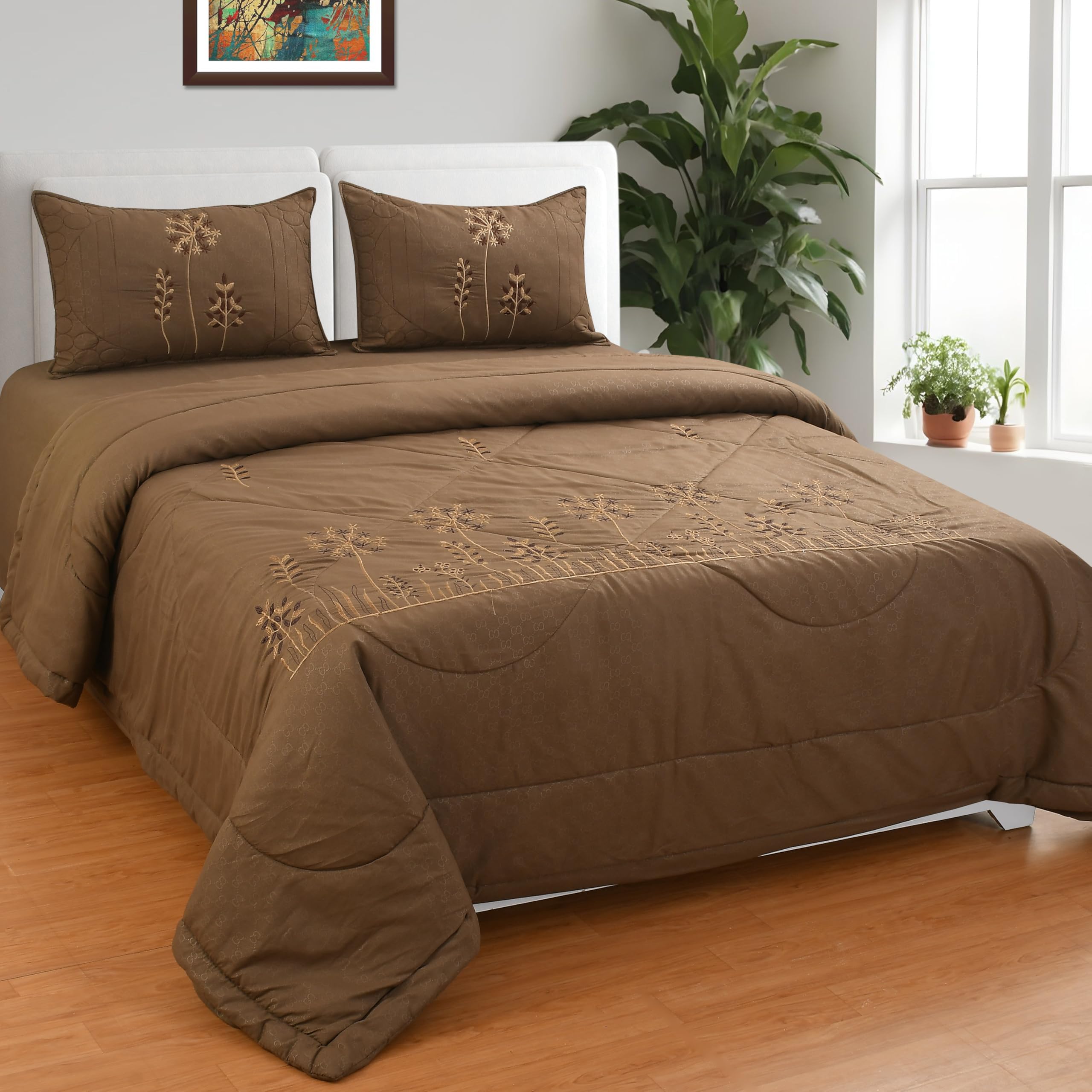 Glace Cotton1 Reversible Comforter Double King Size 90 x 100 Both Side Same Print 1 Bedsheet King Size 90X100 inch and 2 Pillow Cover 4 Pcs Bedding Set | AC Quilt | AC Dohar-Multicolor