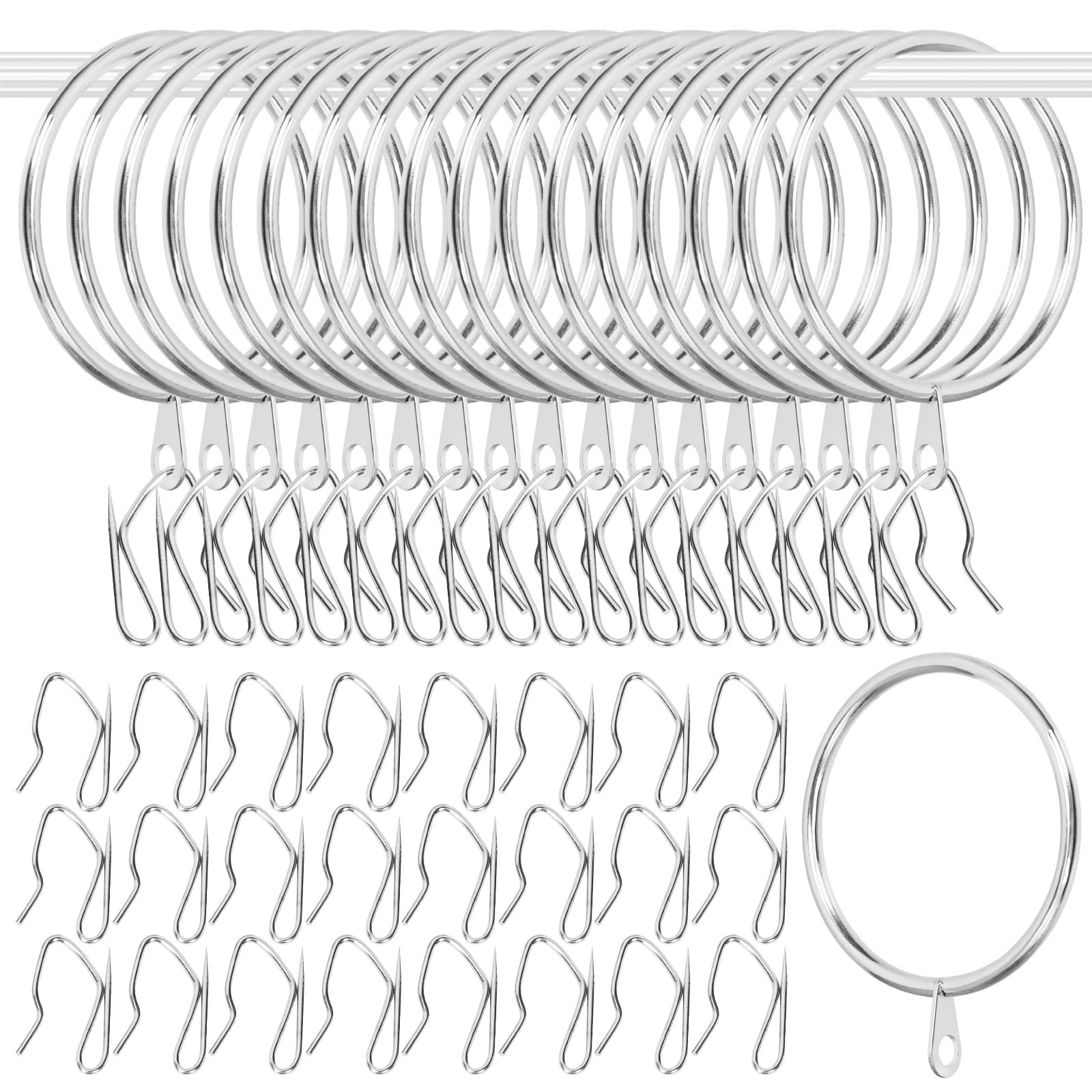 Anneaux de rideau dorés anti-blocage oeillets coulissants tringles 42 mm Glarks