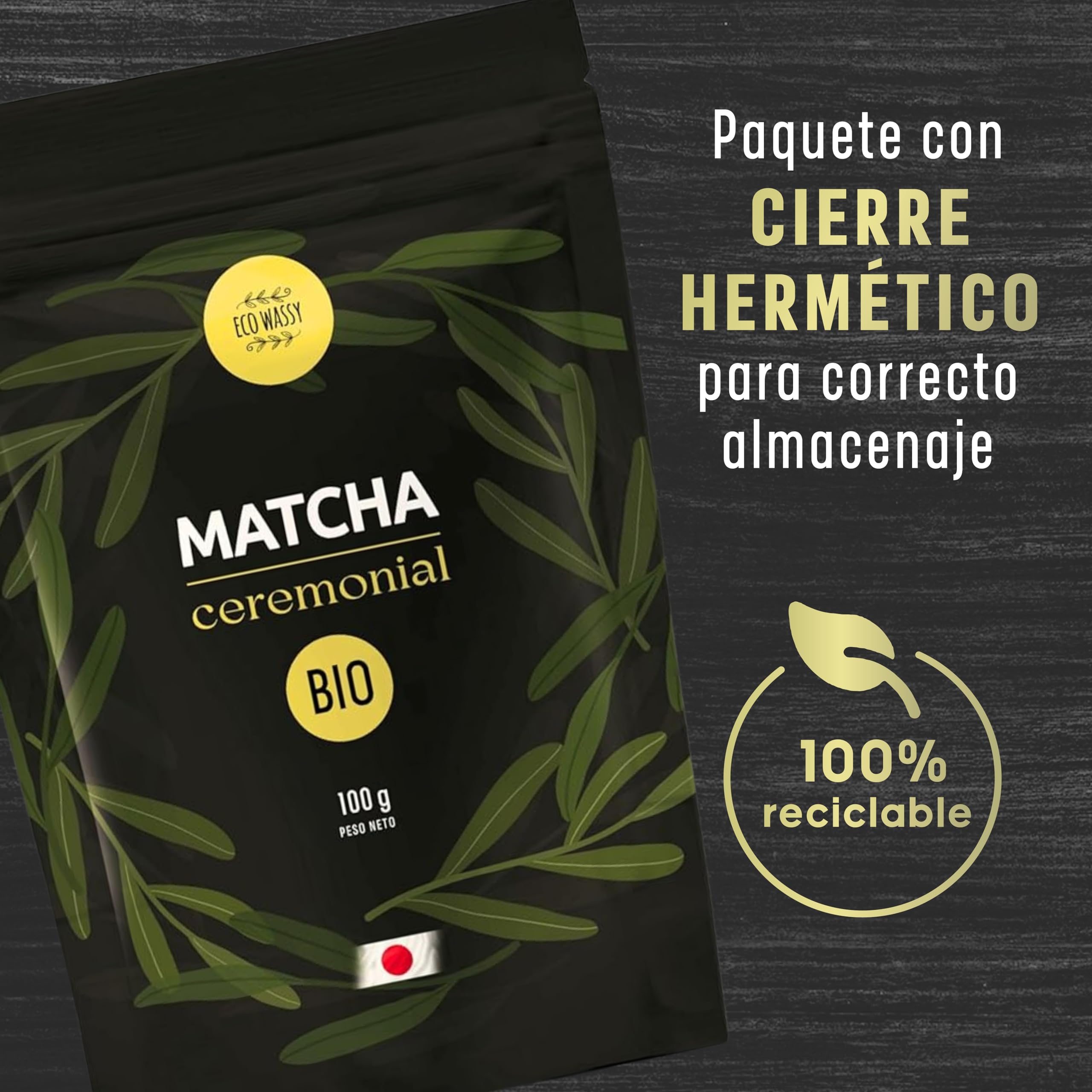 Té Matcha BIO Japonés [Certificado] Grado CEREMONIAL. 100% Natural. 100Gr De Té Verde Matcha Reductor, Potente Détox Y Antioxidante. Puro Matcha Orgánico De Cultivo. (100g)