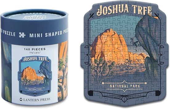 Lantern Press Mini Shaped Adult Jigsaw Puzzle, Protect Our National Parks Joshua Tree