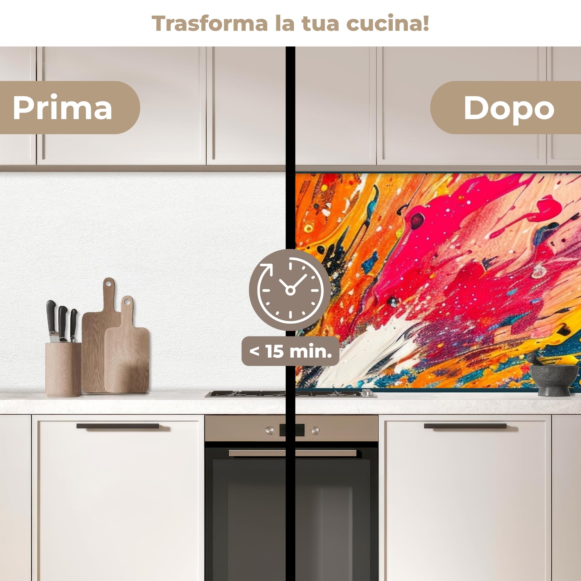 KitchenYeah© Paraschizzi Cucina Adesivo 60x250 cm Pannello Parete per Paraspruzzi Adesivi Muro Colori - Vernice - Modello