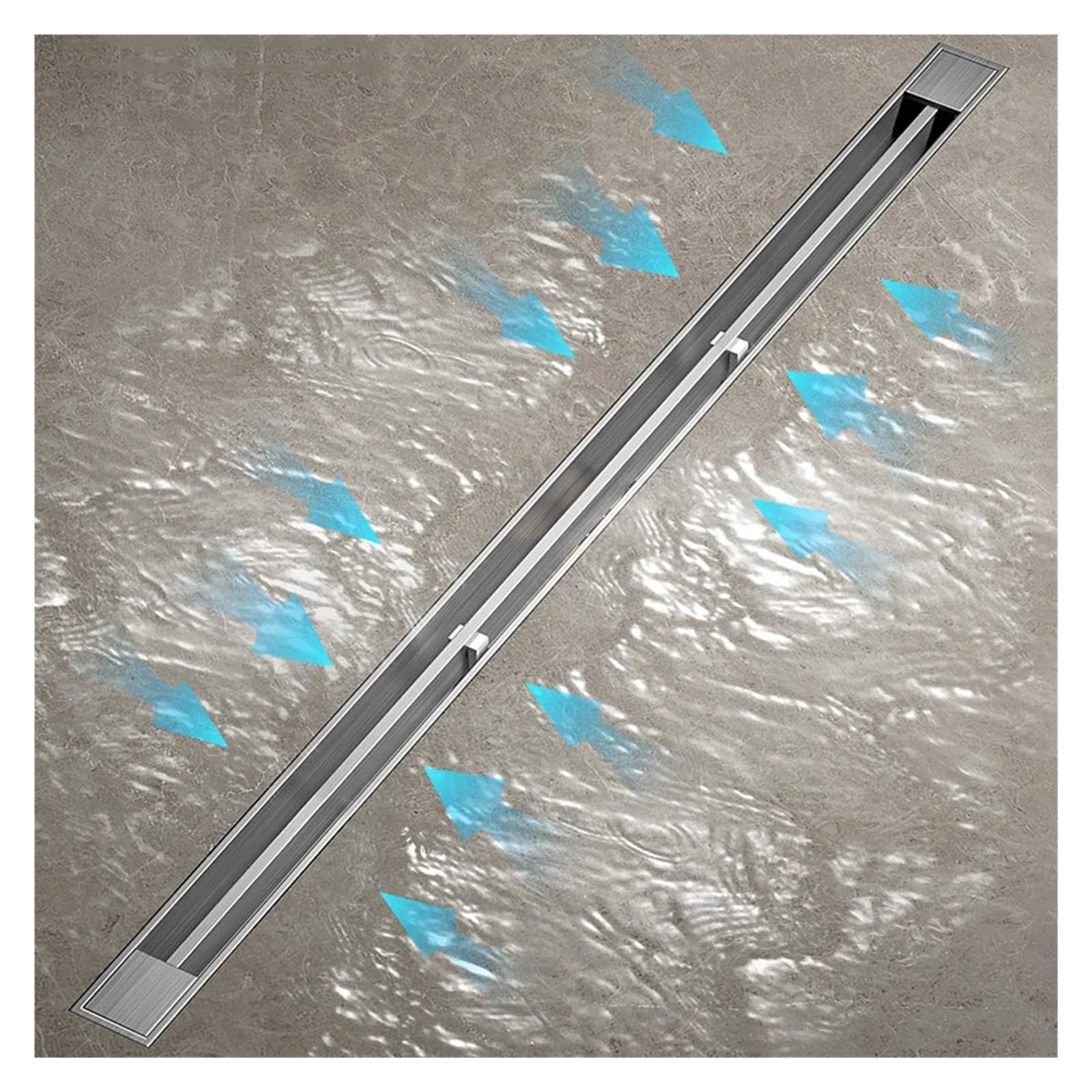 Desagüe de Ducha Lineal de Acero Inoxidable 304 Cepillado para baño Estrecho con Tira de Drenaje Larga y Gruesa, desagües Laterales de 40 cm (Gris 30 cm)