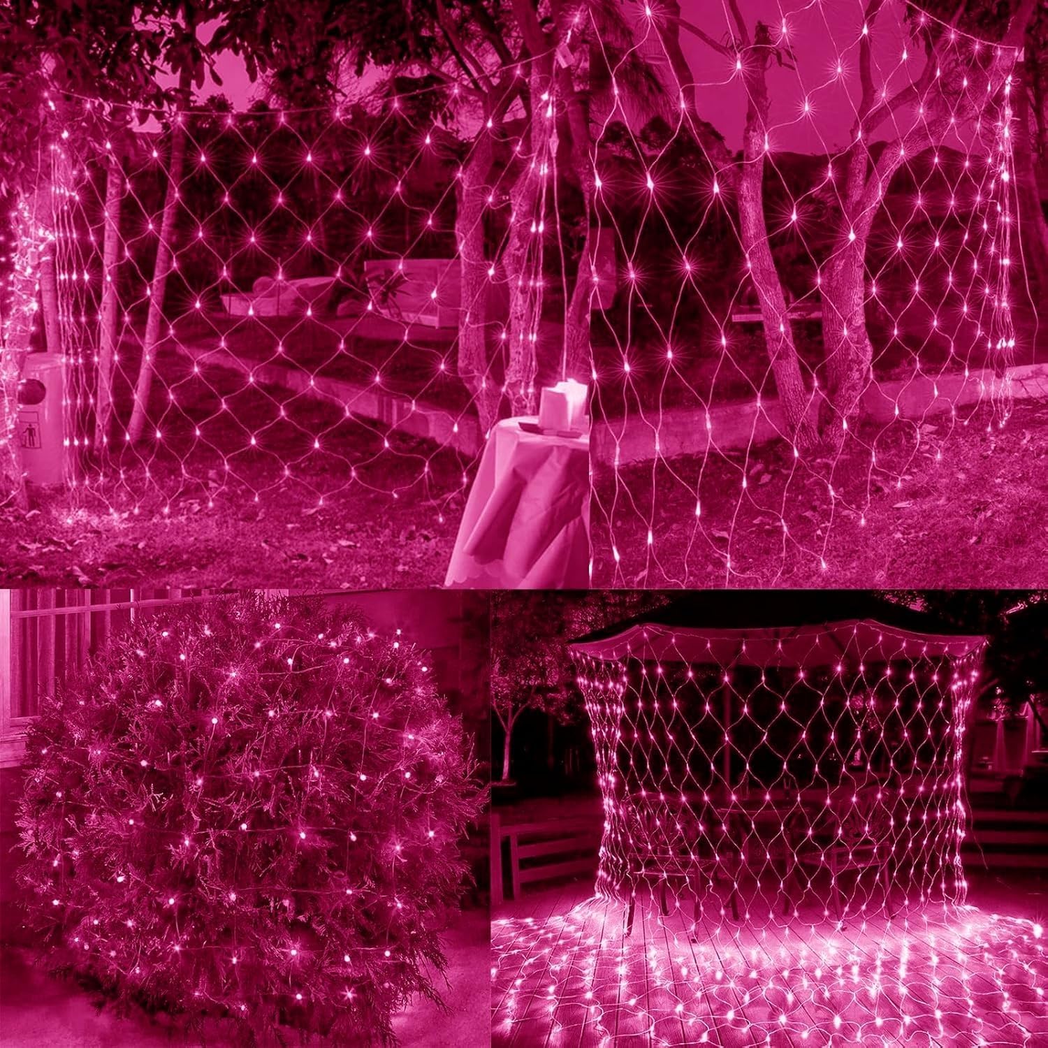Red De Luces For Exteriores 6 X 4 M, con Enchufe For Arbustos, 700 LED, For Árbol Navidad, Conectable, Impermeable(Pink,6m x 4m 700led)