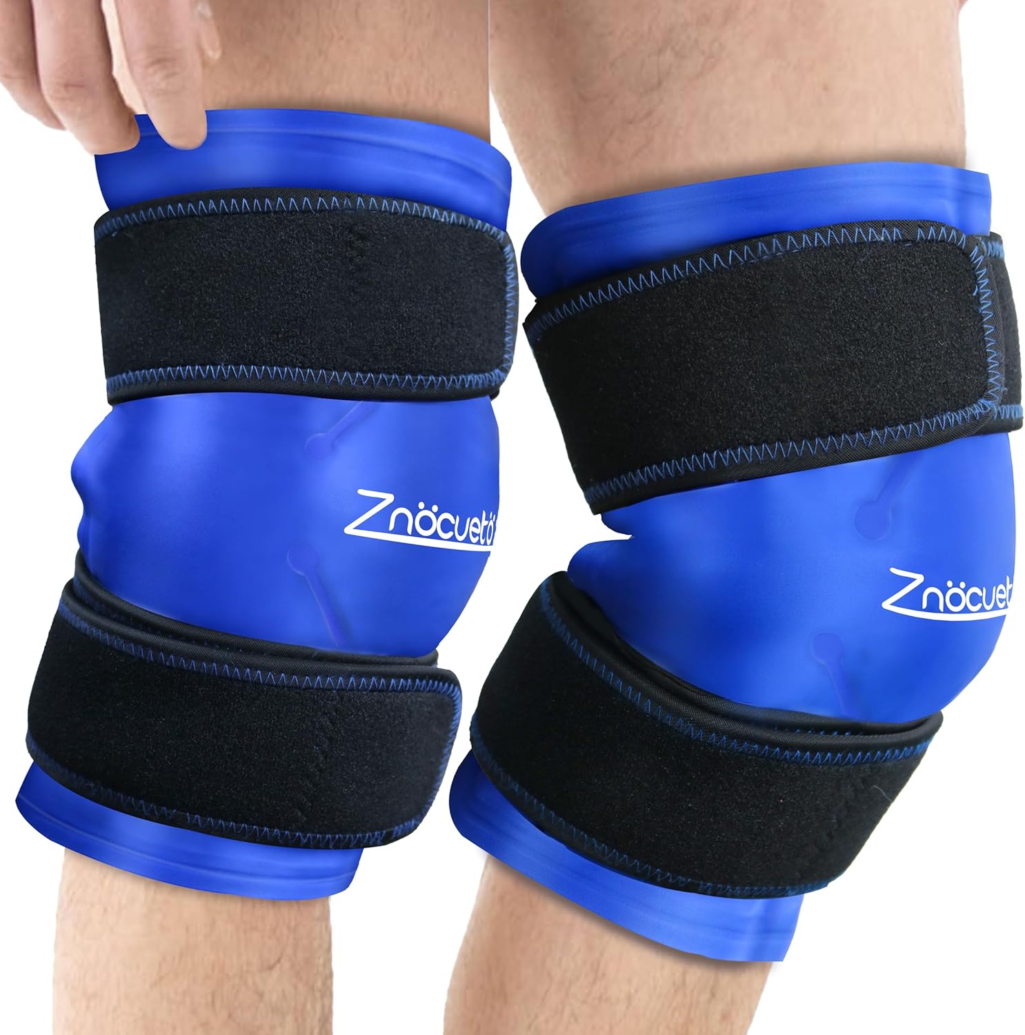 ZNÖCUETÖD Enhanced Knee Ice Pack Wrap 2 Pack for Pain Relief, Large Gel Ice Pack for Knee Leg Injuries Reusable with Cold Compression for Tendonitis, Arthritis, Swelling, Bruises, Surgery Recovery
