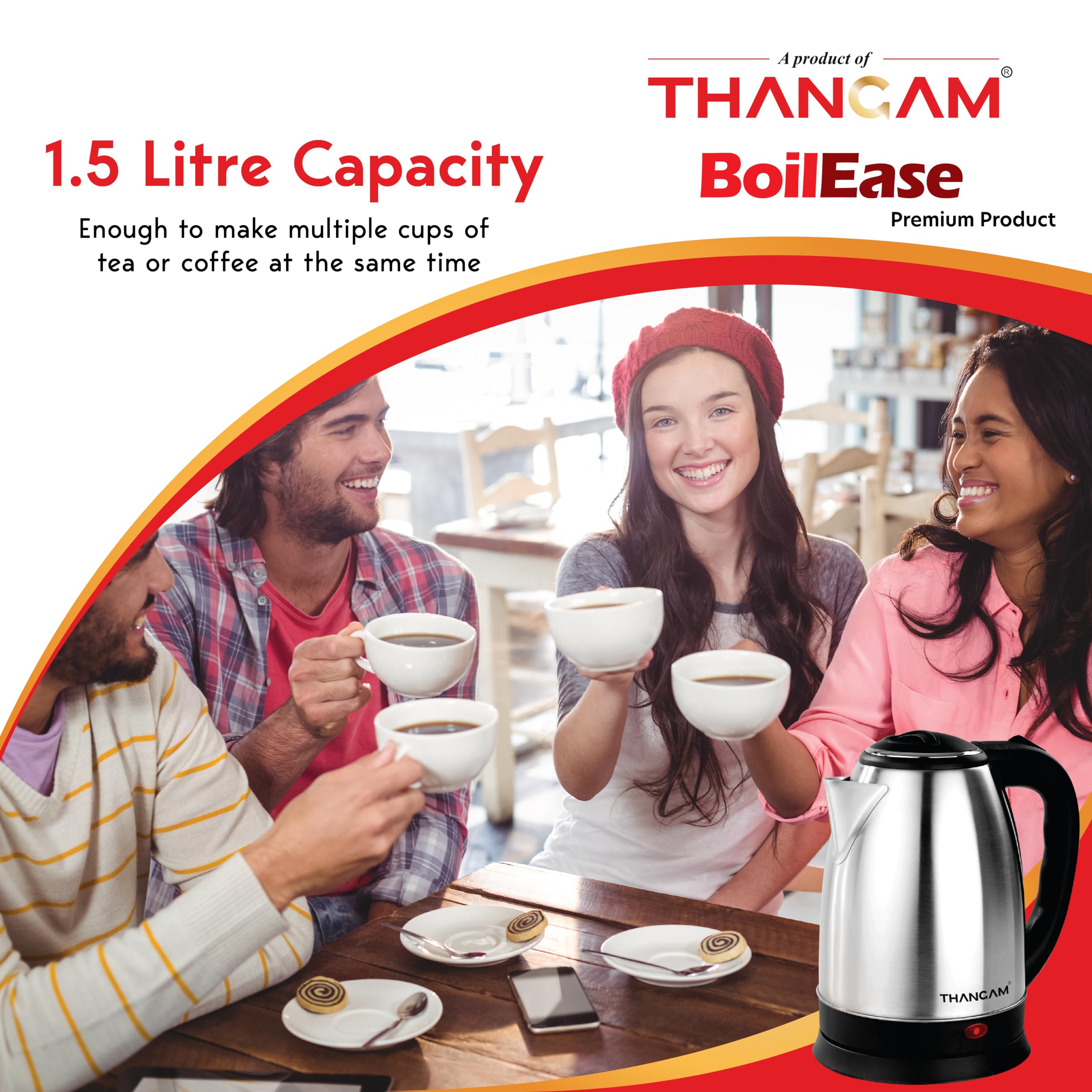 Thangam Stainless Steel Electric Kettle - 1.5L -5