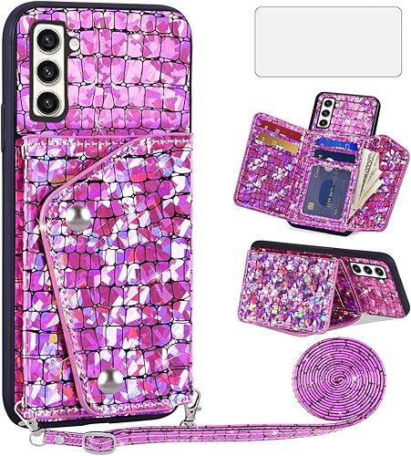 Asuwish Funda de teléfono para Samsung Galaxy S23 Plus S23+ 5G Funda tipo cartera con protector de pantalla y soporte para tarjetas de cuero