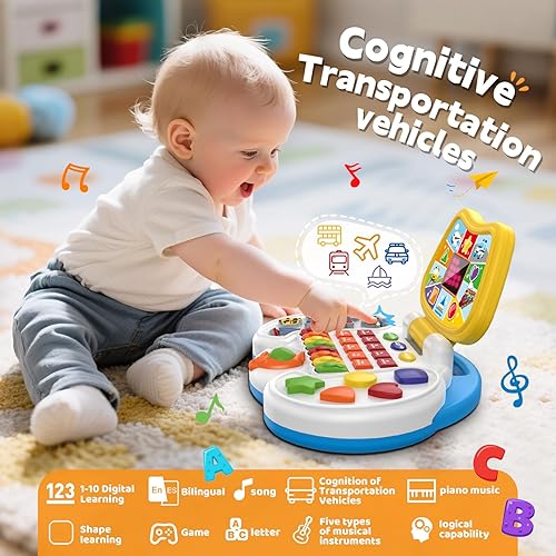 Miniatura 2 de Juguetes interactivos para portátiles para niños de 2 a 4 años computadora educativa bilingüe para niños con pantalla LCD y juguetes de aprendizaje