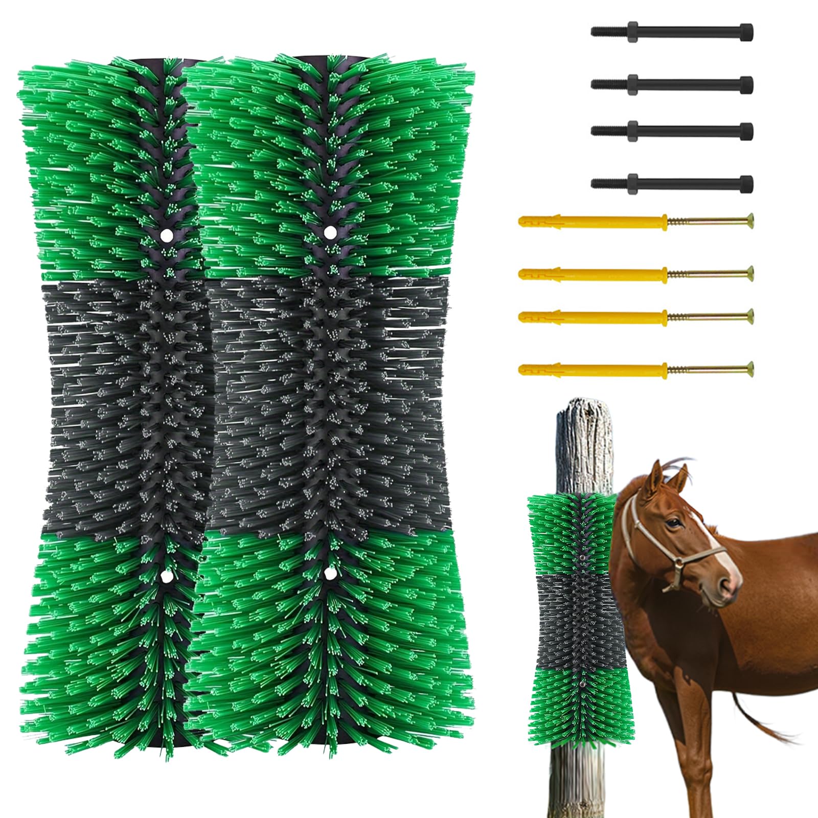 Lot de 2 brosses à gratter pour animaux de ferme, grandes brosses pour chevaux, toilettage, massage, nettoyage, soulager les démangeaisons à l'arrière du bétail, brosse pour chevaux, vaches