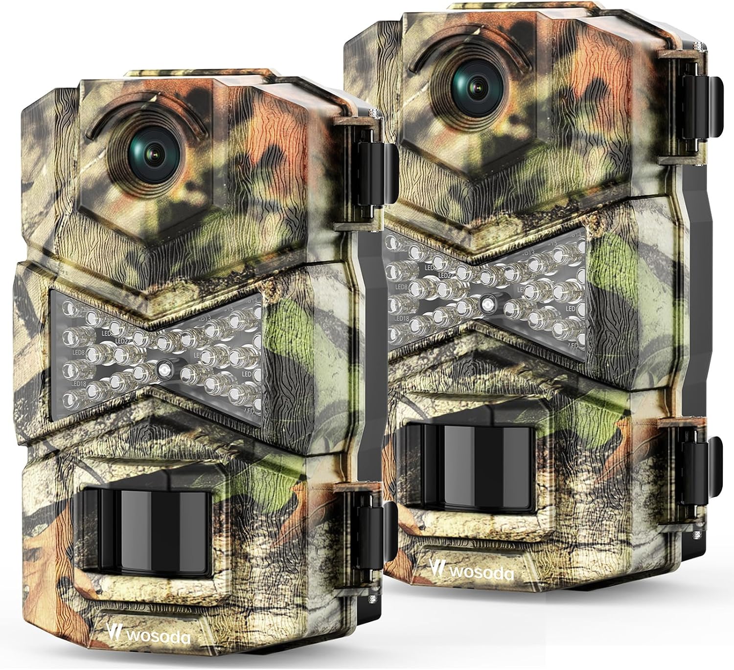 WOSODA 2 Pack Trail Cameras with Night Vision Motion Activated Waterproof,48MP Hunting Game Camera,1080P HD Trail Cam for Wildlife Monitoring,Outdoor Scouting & Security(Non-Cellular Non-WiFi)