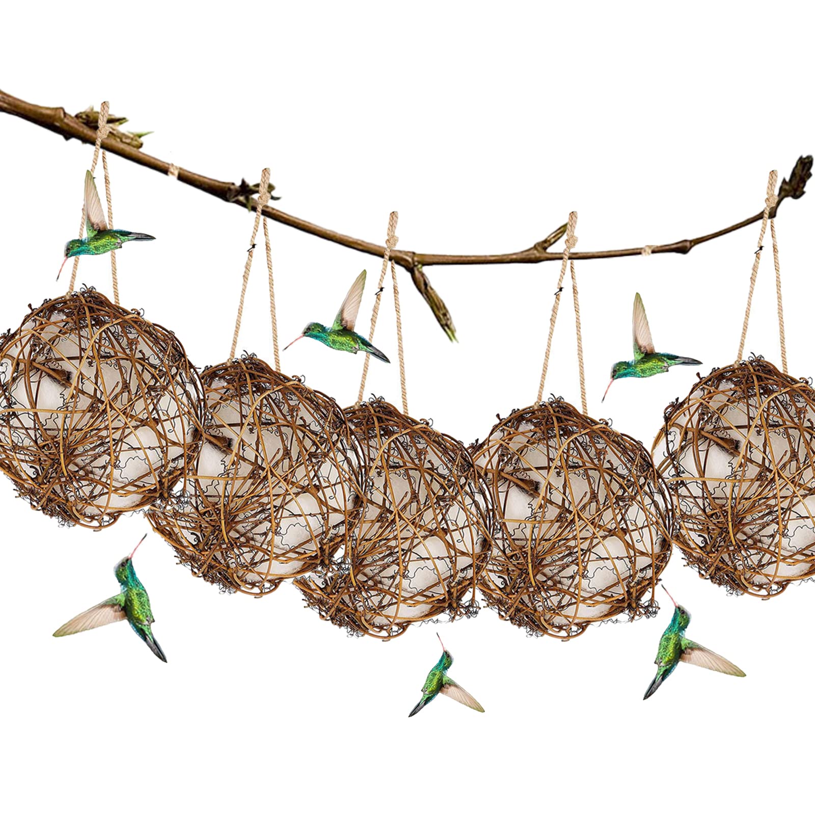 Hummingbird Nesting,Bird Nesting Houses & Bird Nesting Materials,Refillable Outdoor Bird Nesting Station to Build a Nest,Garden, Gift for Bird Lovers (5PCS)