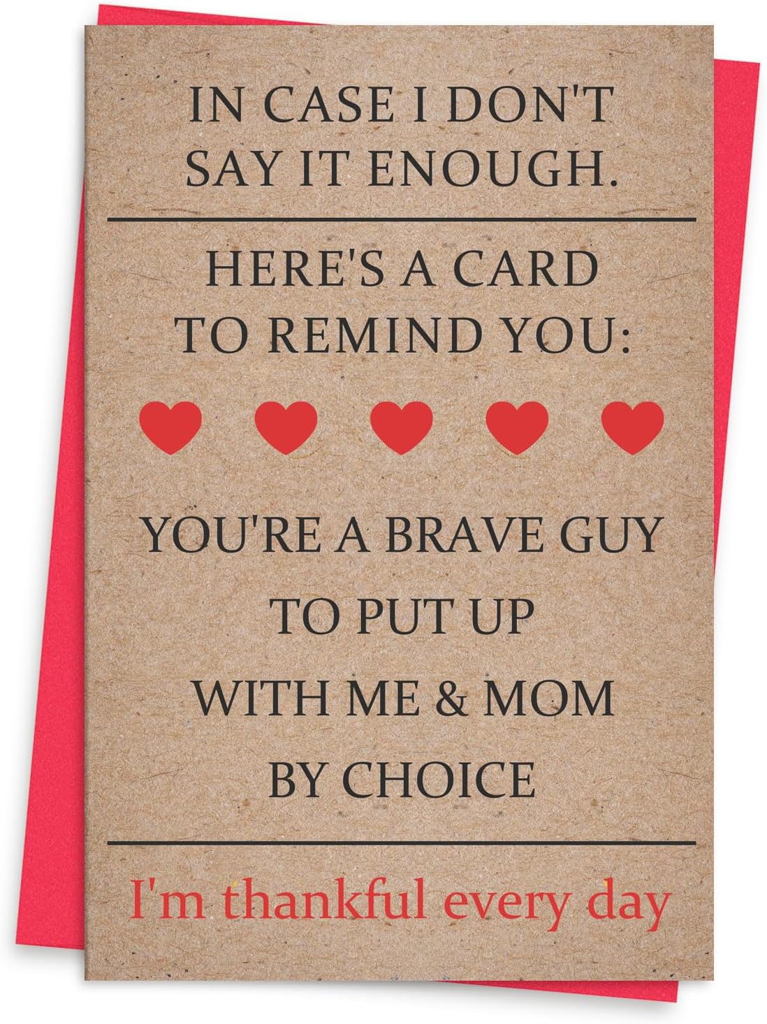 Funny Step Dad Fathers Day Card for Him, Happy Bonus Fathers Day Card Gifts for Dad from Son Daughter, Humor StepDad Gifts for Men Him