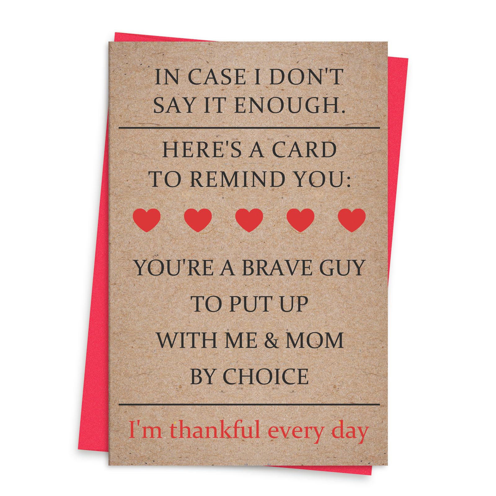 xiangqiankan Funny Step Dad Fathers Day Card for Him, Happy Bonus Fathers Day Card Gifts for Dad from Son Daughter, Humor StepDad Gifts for Men Him