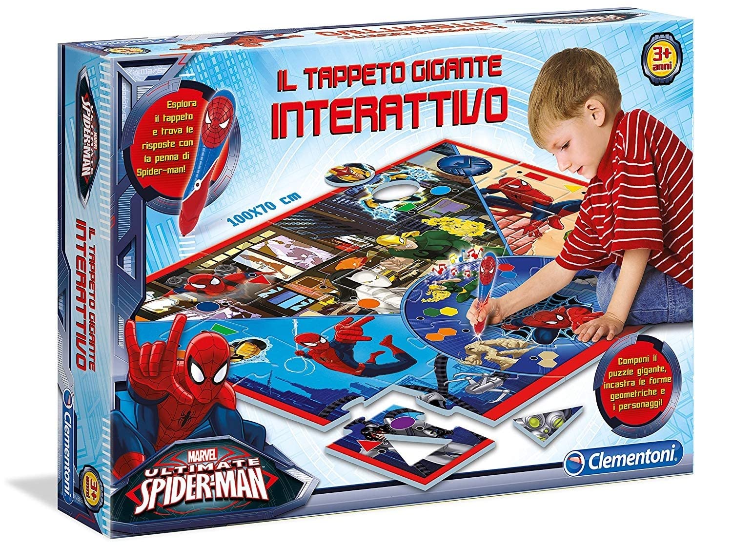 Clementoni - 13276 - Sapientino - Il Tappeto Gigante Interattivo Spiderman Ultimate - Made in Italy, puzzle bambini, gioco educativo bambini 3 anni, gioco elettronico parlante (versione in italiano)