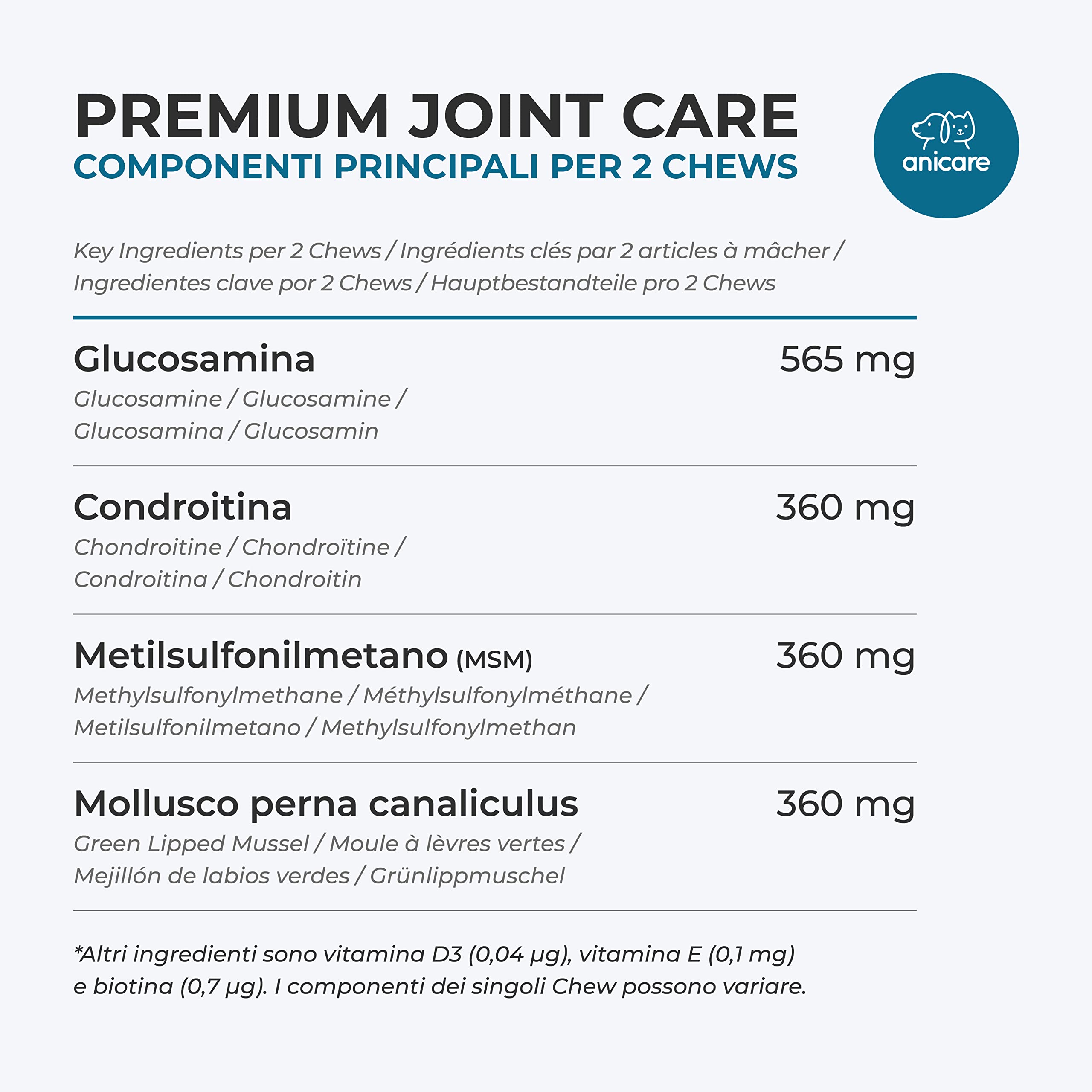 Anicare Premium Joint Care - Chews ad Alta concentrazione per Cani Che rifiutano Le compresse per Le articolazioni! con glucosamina, condroitina, MSM e cozze dalle Labbra Verdi