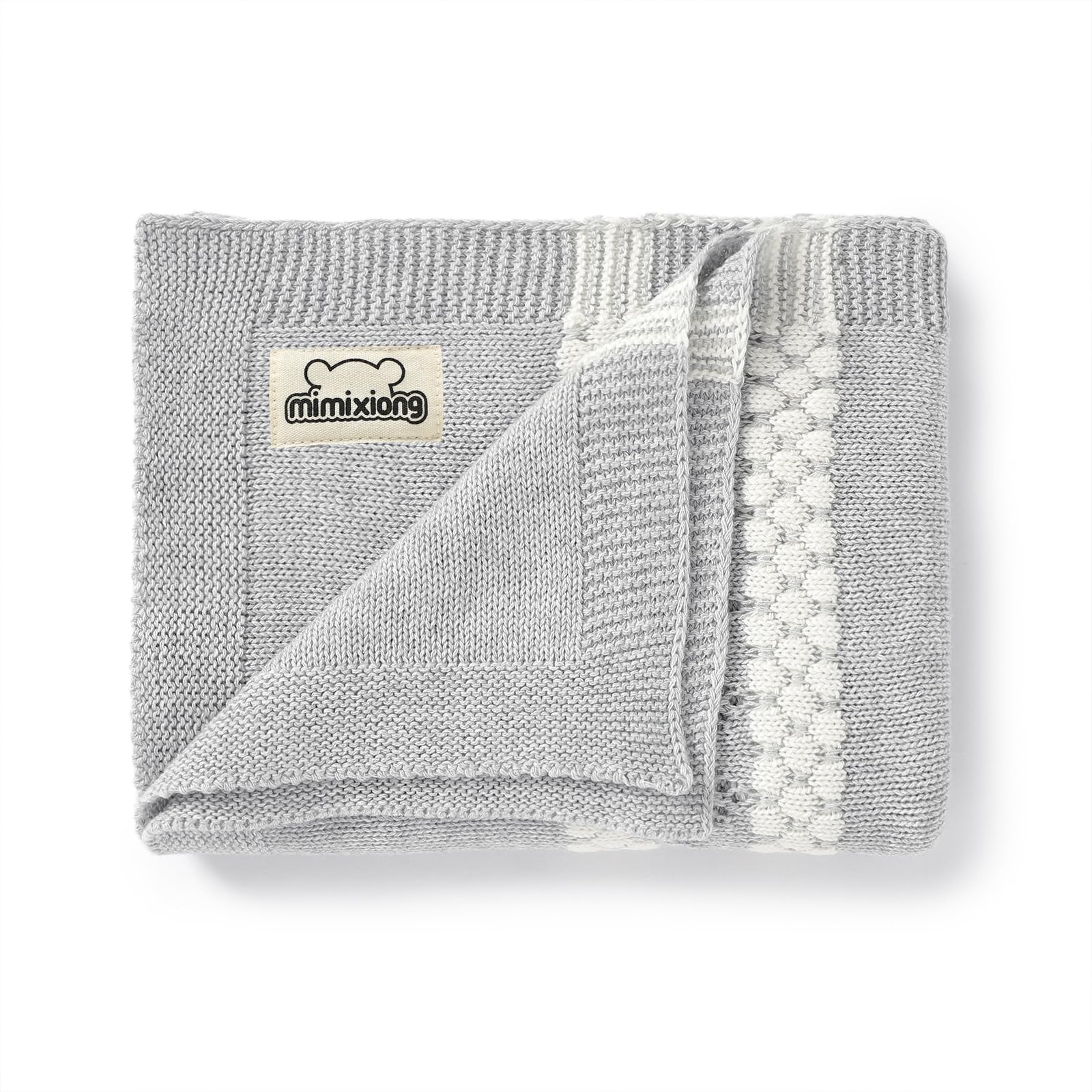 mimixiong 100% Coton Baby Blanket Knitted Receiving Baby Blankets for Newborns Boy Girl 40x30 Inch