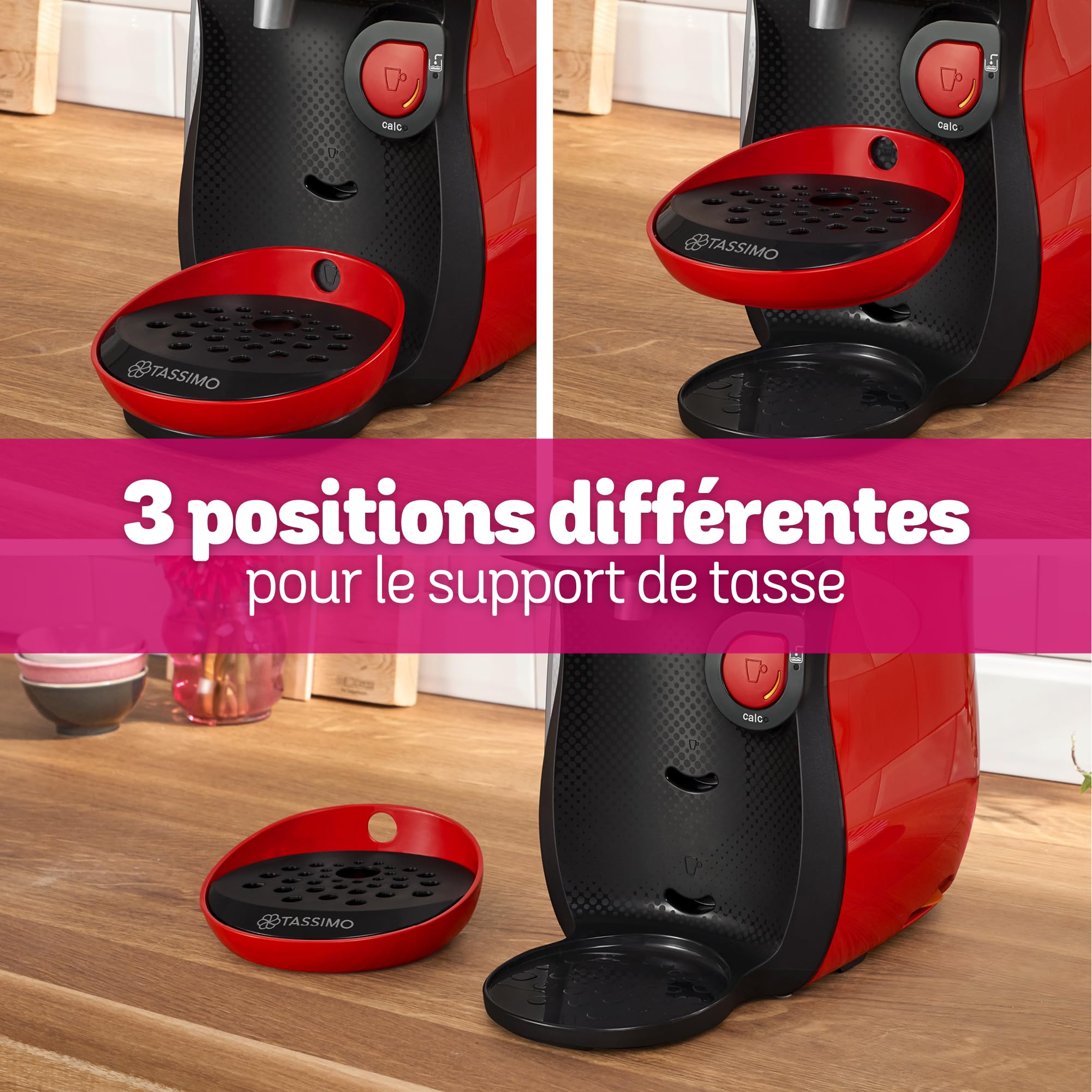 Bosch Machine à café multi-boissons Tassimo Happy friendly, TAS103E, plus de 70 boissons chaudes, OneTouch, cafétière à dosettes, Intellibrew, rouge
