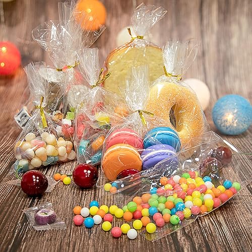 Miniatura 9 de Zcintert Bolsas transparentes de celofán para golosinas 100 unidades 59 x 78 pulgadas bolsas de regalo de plástico para dulces recuerdos de fiesta