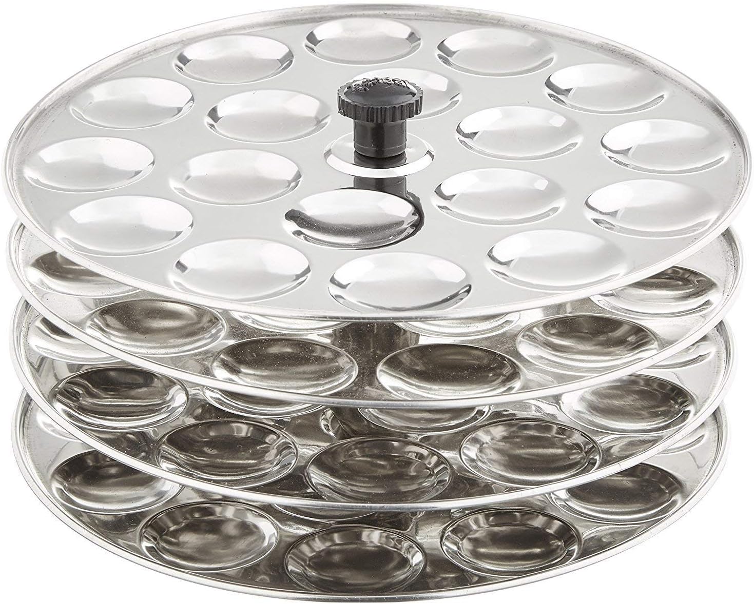 Dynore Stainless Steel Small/Mini Idli 4 Plate Stand/Maker/Pot (Silver)