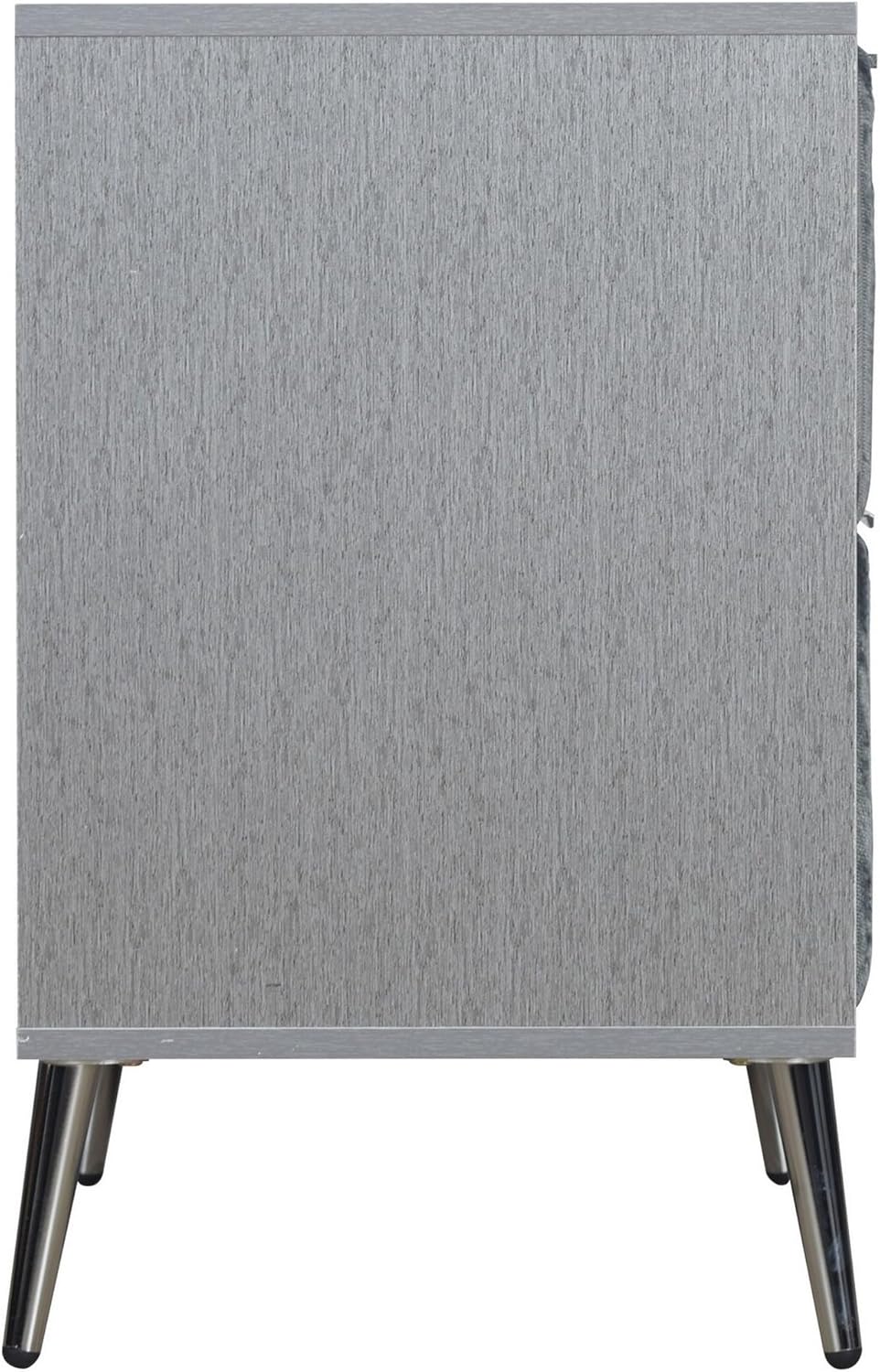 Benjara Moko 26" Nightstand- 2 Ribbed Soft Upholstered Drawers- Smooth Gray