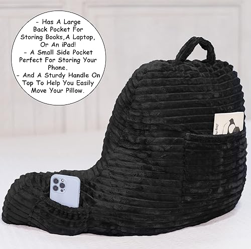 Miniatura 4 de Homie Almohada de lectura con luz de lectura y soporte de muñeca, tiene reposabrazos y soporte de espalda para descansar en cama, descansar, leer,