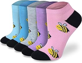 Socksmad Ladies Trainer Socks 5-Pair Pack, Size UK 4-7, Multipack Black Women's Breathable Cotton Blend, Coloured Heel & Toe, Honeycomb Summer Trainer Liners - Secure Fit & Comfort - Gift for Her