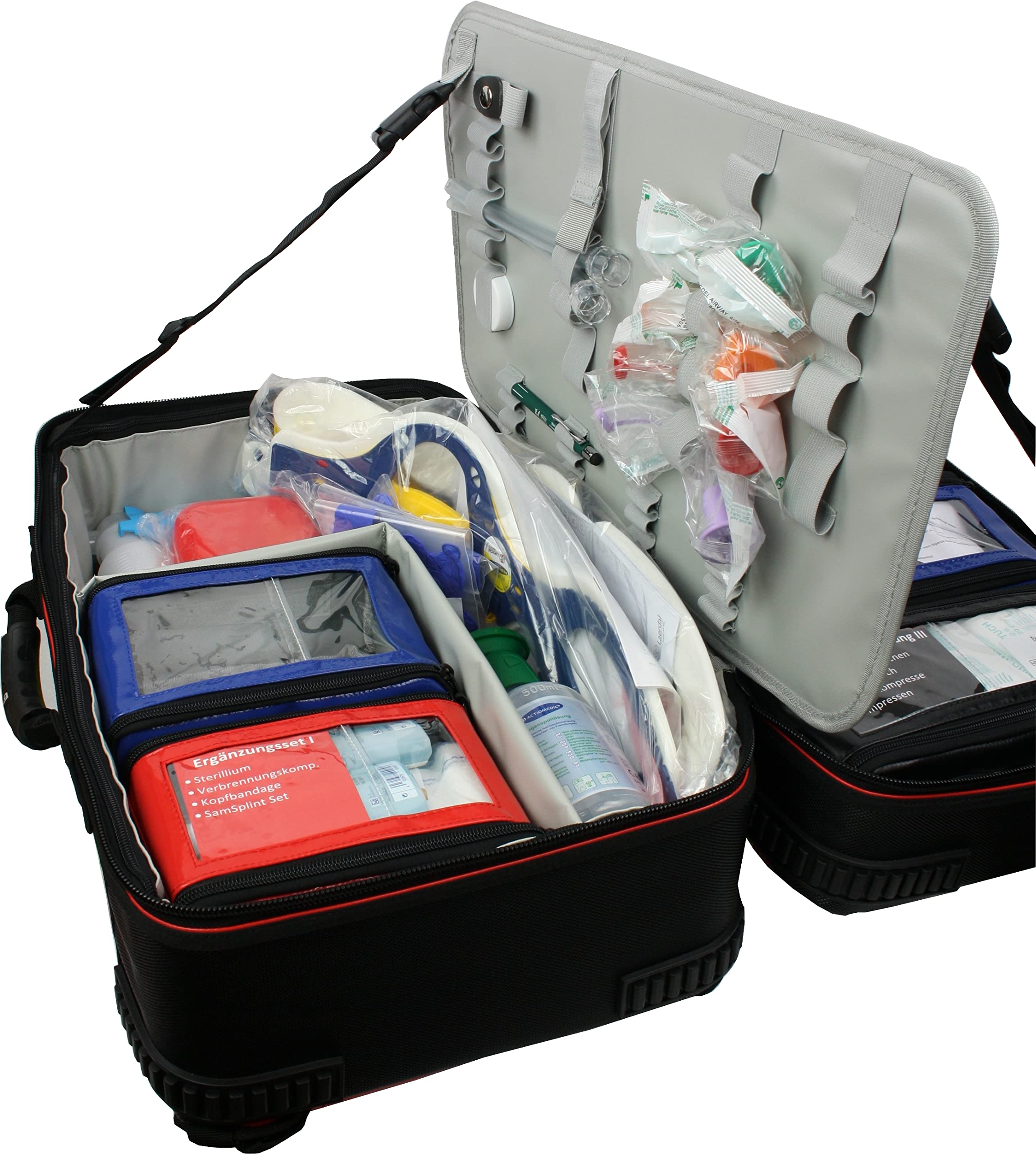 Team Impuls - Großer Erste Hilfe Notfallrucksack - Feuerwehr - in Rot - Premium gem. DIN 14142 - Planenmaterial