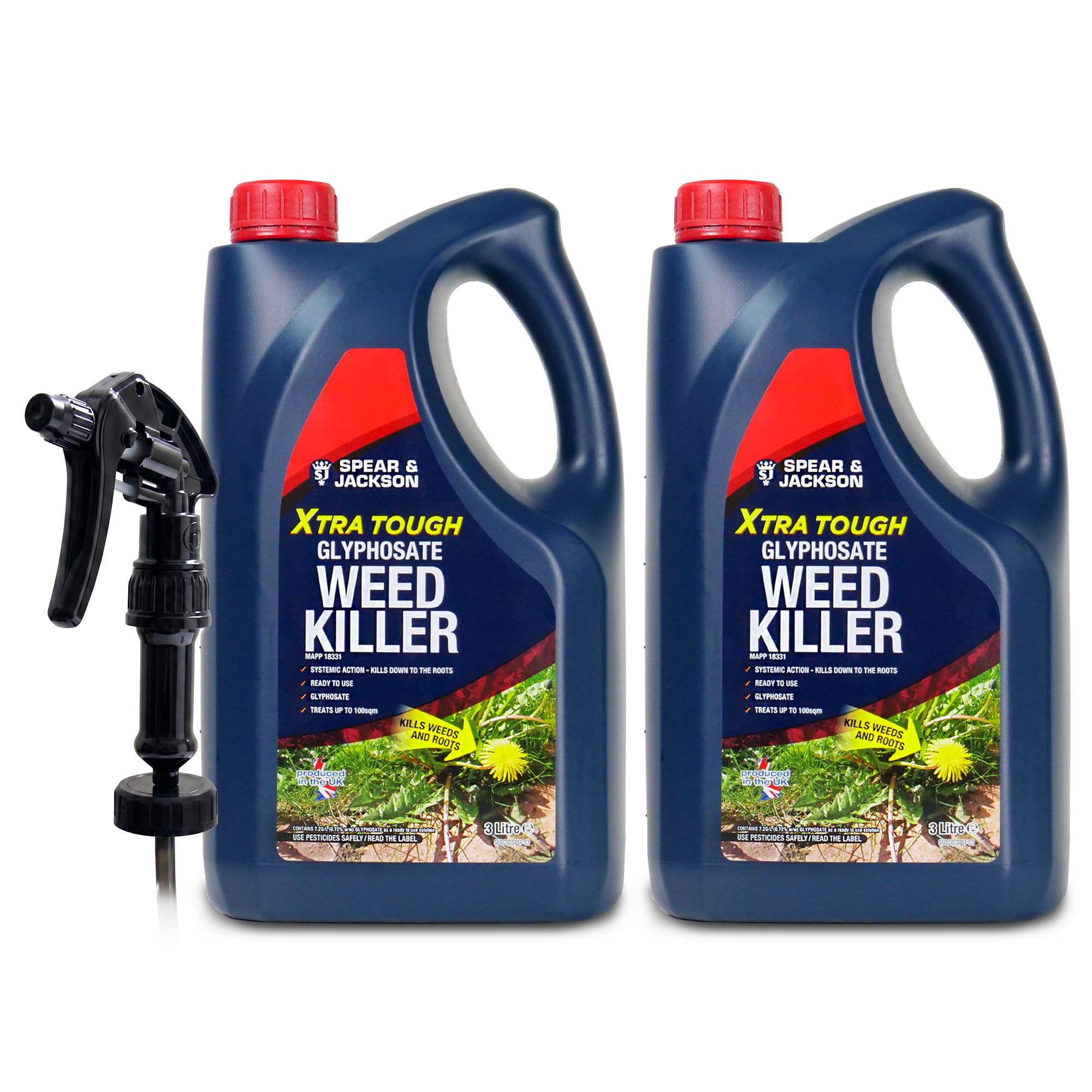 Jarder Glyphosate Xtra Tough Weed Killer - Kills Weeds at the Roots - Ready to Use Strong Formula 1/3L (2, 3L)