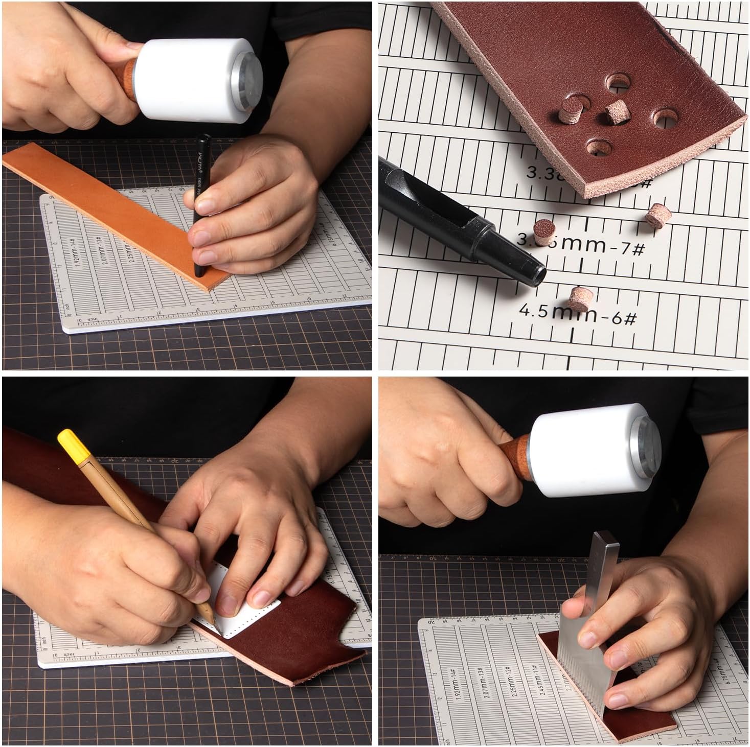 WUTA 8mm Thicken Cutting Mat Self Healing Cutting Mat, A5 Punching Board, Engraving Pad, Carving Knife Plate DIY Leather Craft Tools for Handcraft Project (8.6x5.9inch)