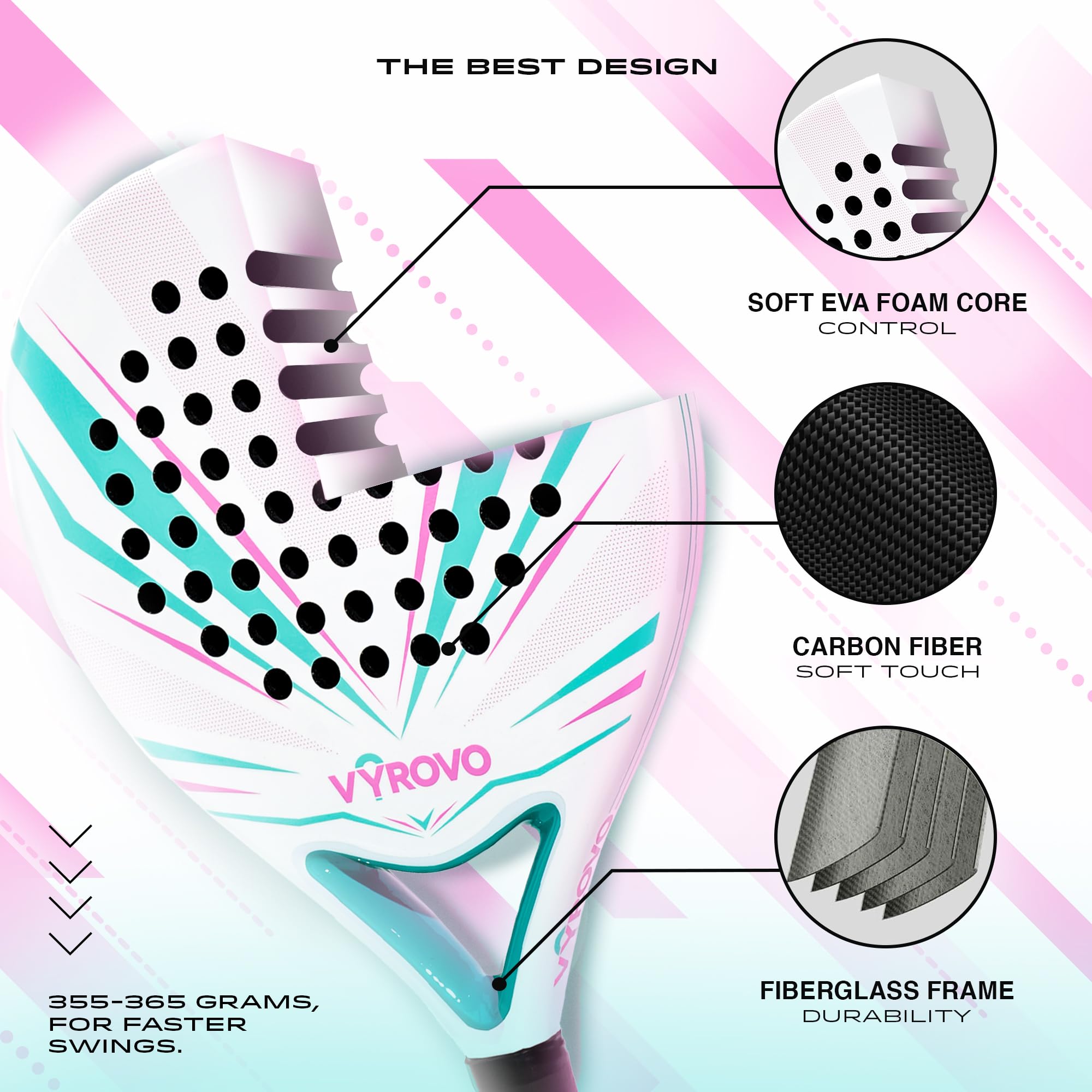 Round Shape Padel Racket For Beginners Carbon Halo Padel Racket 38mm ...