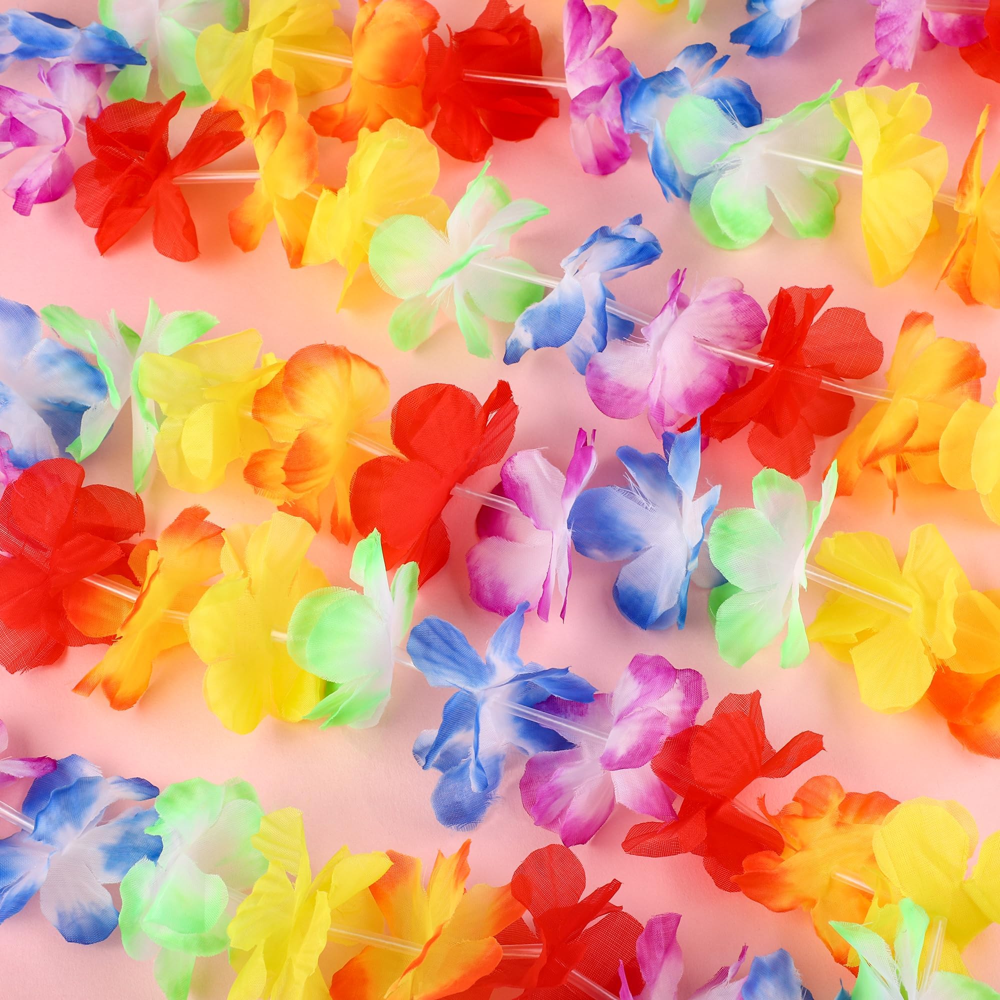 Fovths 8 Stück je 3 m lange hawaiianische tropische Blumen-Girlande, Jumbo, mehrfarbig, Hibiskusblume, Banner, Sommer, Strand, Tiki, Party, Hawaii, Luau-Dekorationen