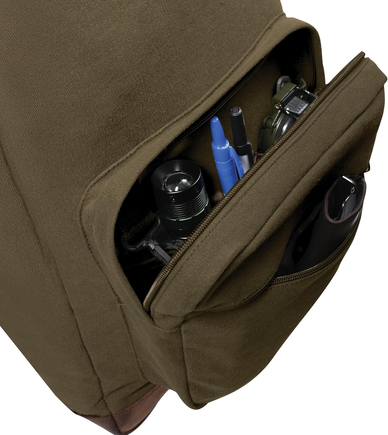 Rothco Vintage Canvas Teardrop Backpack - Classic Style with Leather Accents