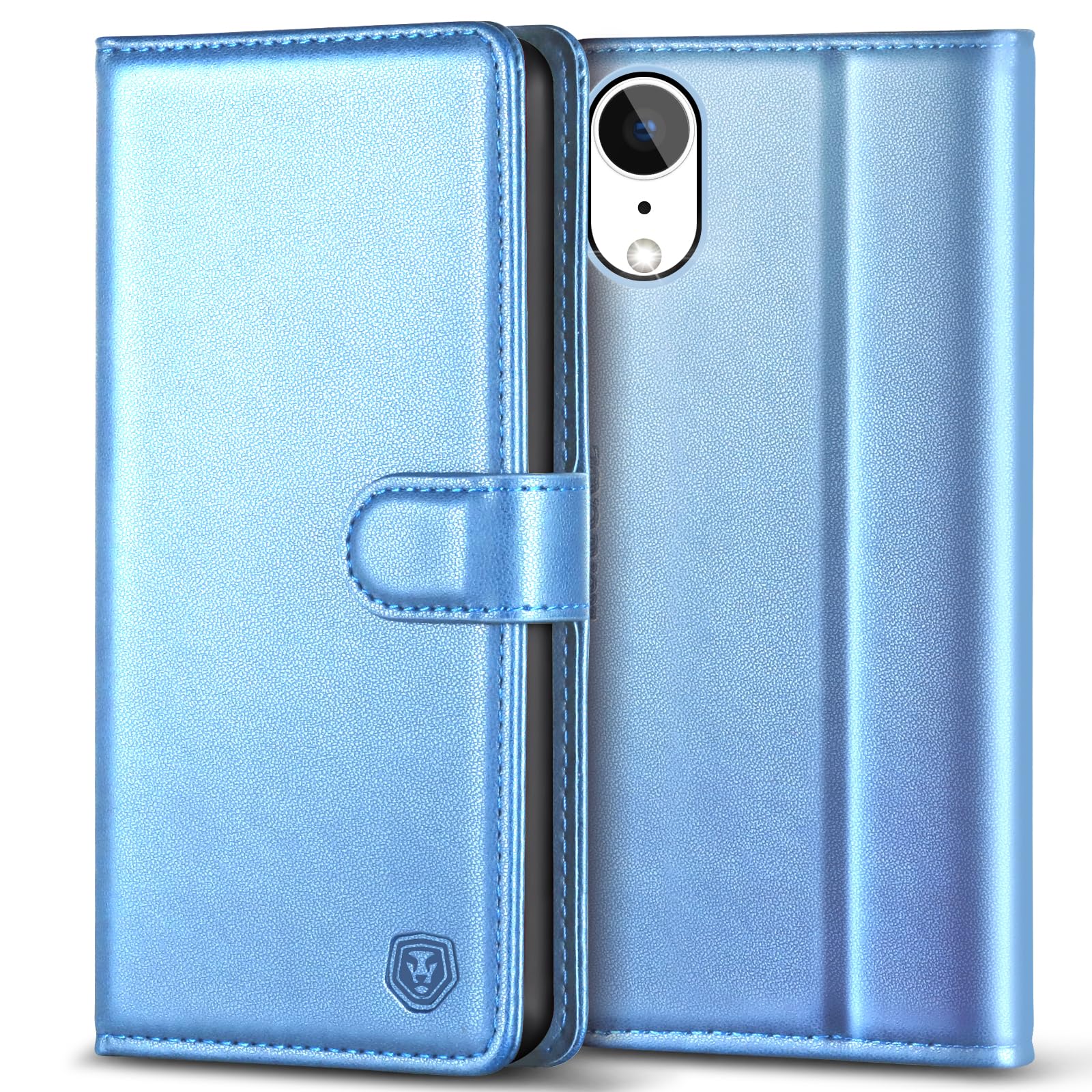 Kuafcase Compatible for iPhone XR Case with 4 Card Slots Magnetic Closure Kickstand Shockproof Protective Phone Case Compatible for iPhone XR