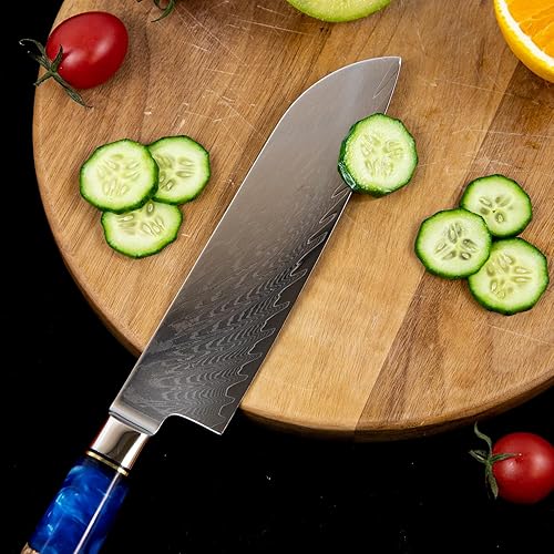 Miniatura 4 de Seido Knives Juego de 7 cuchillos ejecutivos de acero Damasco con núcleo de acero japonés VG-10 Super Steel  Juego de cuchillos de cocina para el