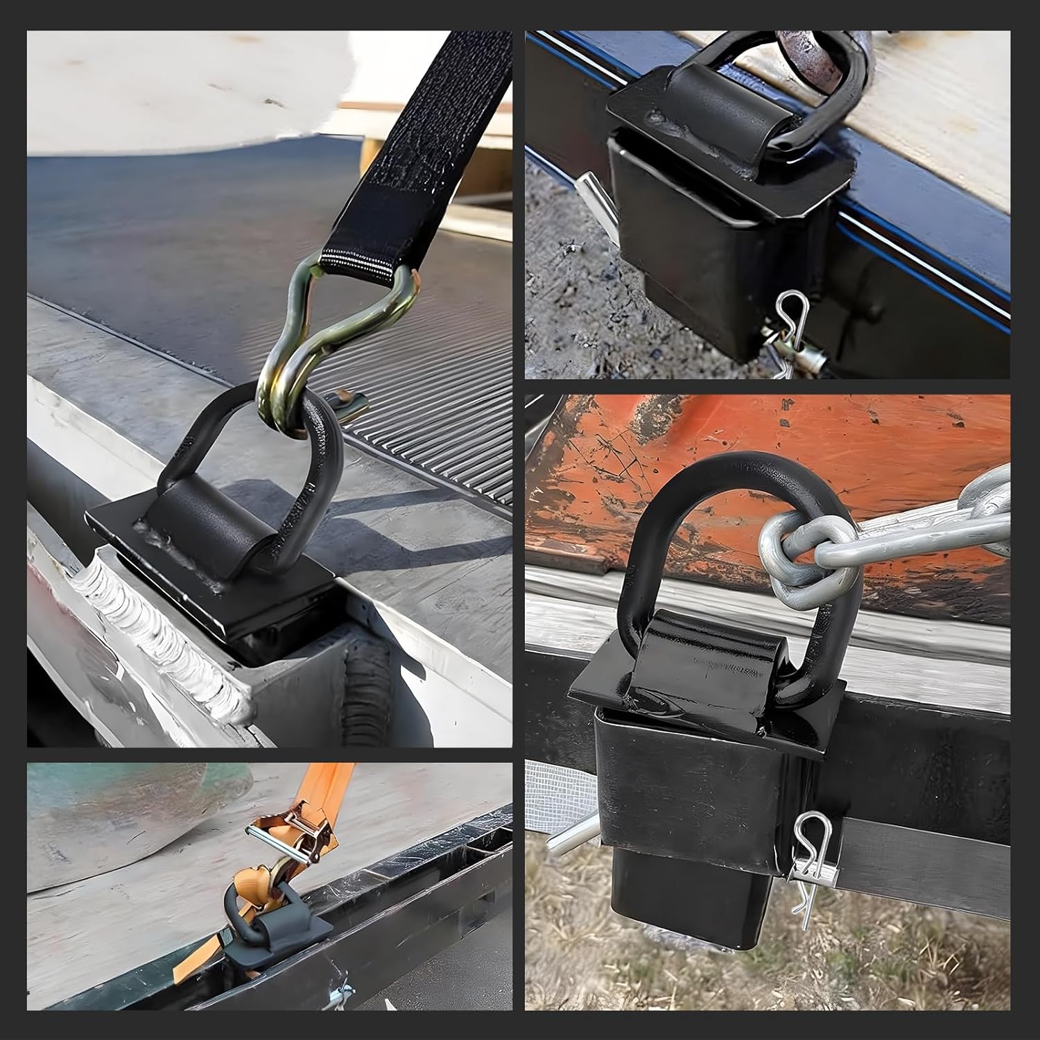 Stake Pocket D Ring Heavy Duty for Trailers 4 PCS,D RingTrailer Tie Downs 1/2" Hitch Pin 4 Holes, 18,000lbs for Utility Trailer and Flatbed Trucks - Image 7