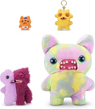 Fuggler Misfit Monsters 23 cm Series 1 by Zuru, Funny Ugly Monster Plush Toy (Gaptooth Mcgoo & Wide Eyed Lilac and Red)