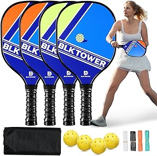 Pickleball Paddle Set of 2/4, USAPA Approved Pickleball Kit for All Levels, Pickle Ball Equipment with Pickleball Paddles, Outdoor Pickleball Balls, Grip Tapes & Carry Bag