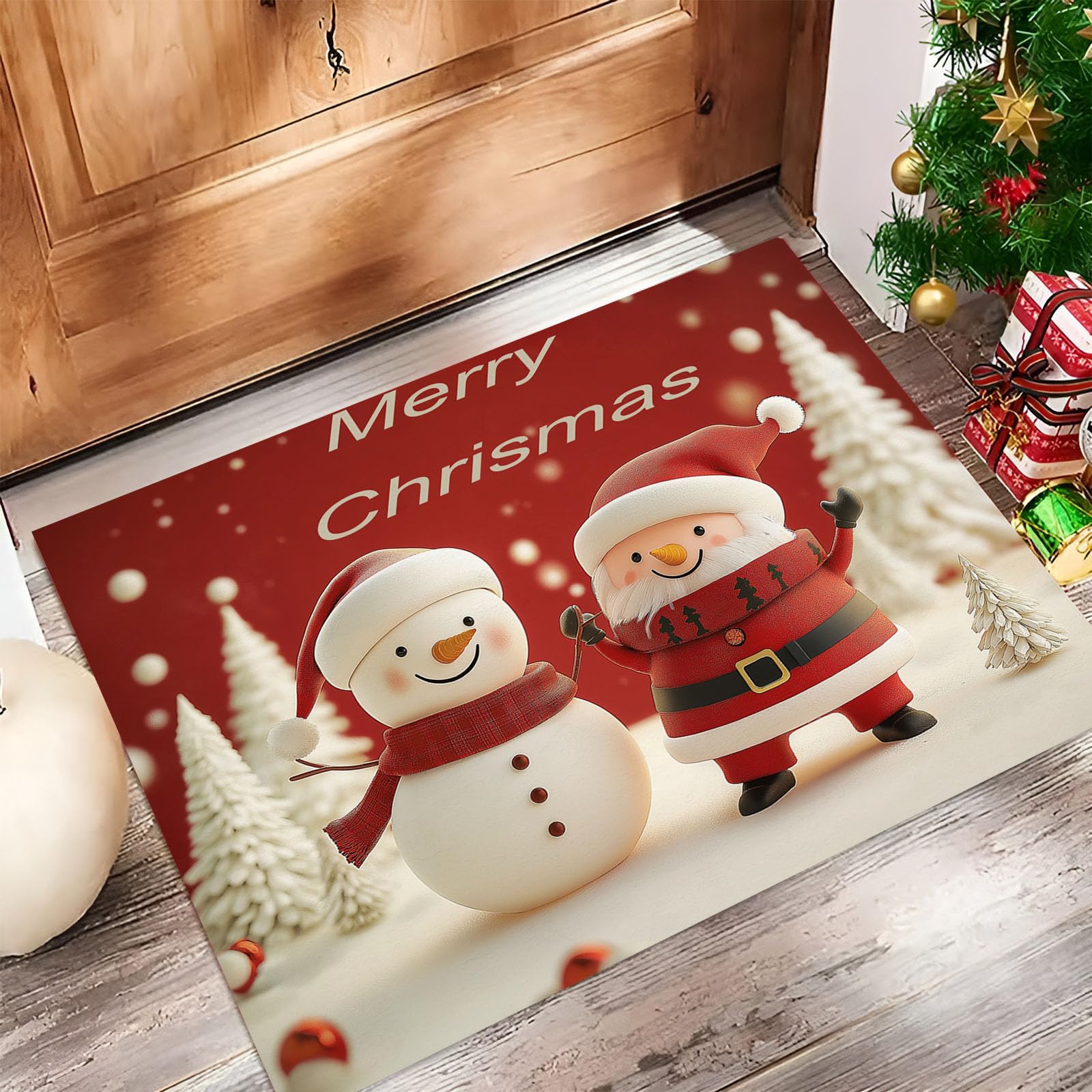 Paillasson de Noël rouge motif Père Noël pour partager la magie des fêtes
