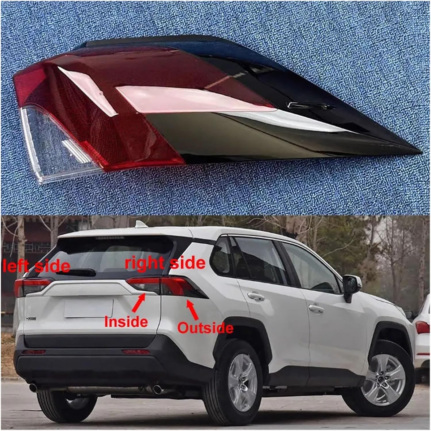 Compatible For Toyota RAV4 RAV 4 2020-2023 Car Accessories Outside Taillight Shell Tail Lamp Cover Brake Lights Mask Plexiglass(Outside Left)