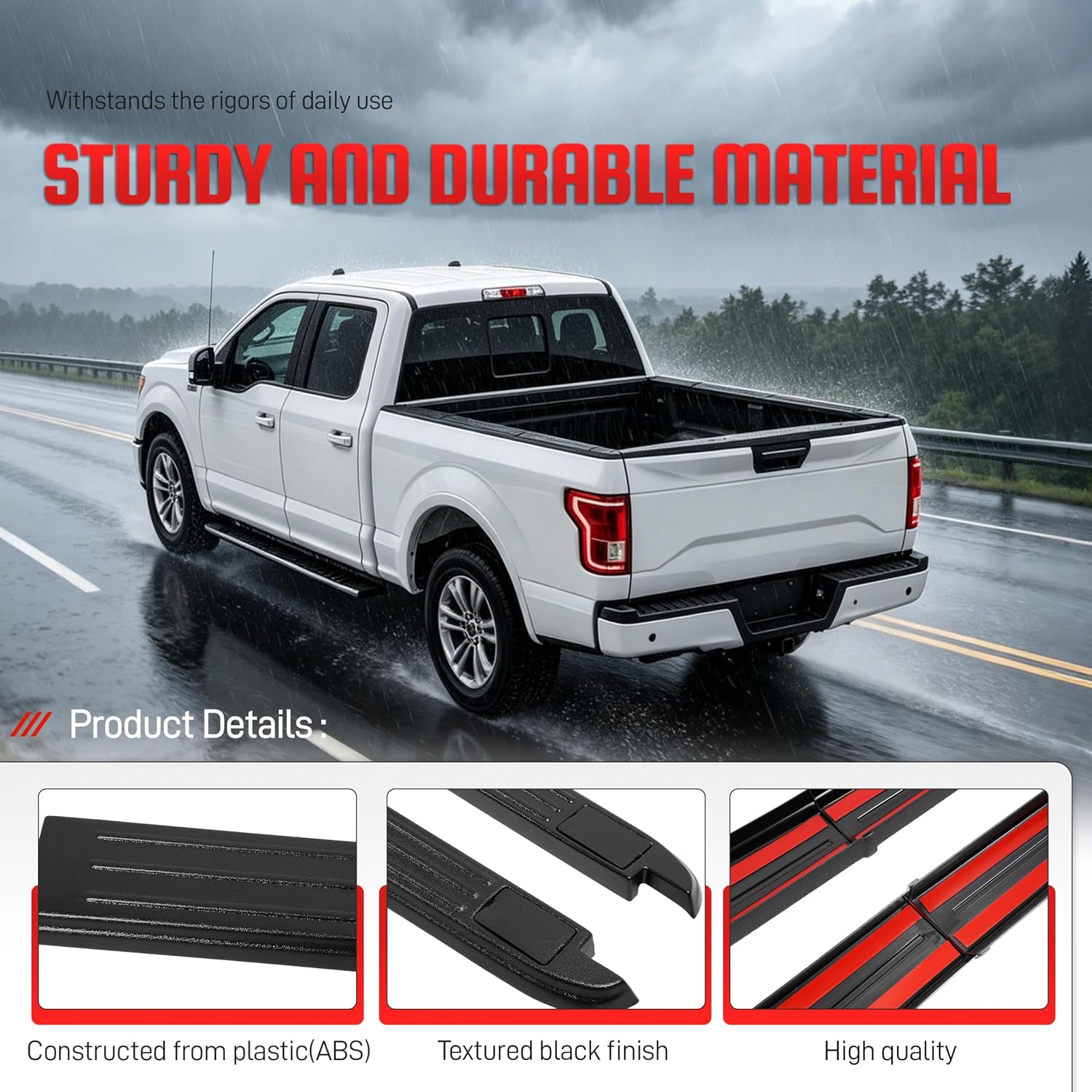 Pair Bed Rail Cap Top Trim Compatible with 2015-2020 Ford F-150 Styleside w/5.5 Foot Beds Replace for FL3Z-84291A40-AA FL3Z-84291A41-AA FO1793107 FO1792107 Plastic Molding Trim Left + Right