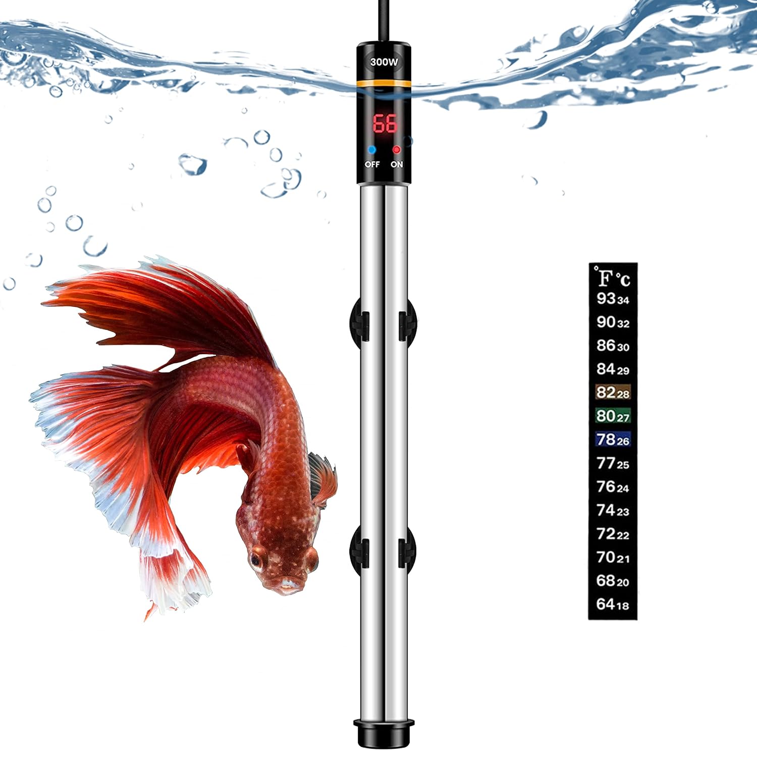 Simple Deluxe Submersible Aquarium Heater, 300W Stainless